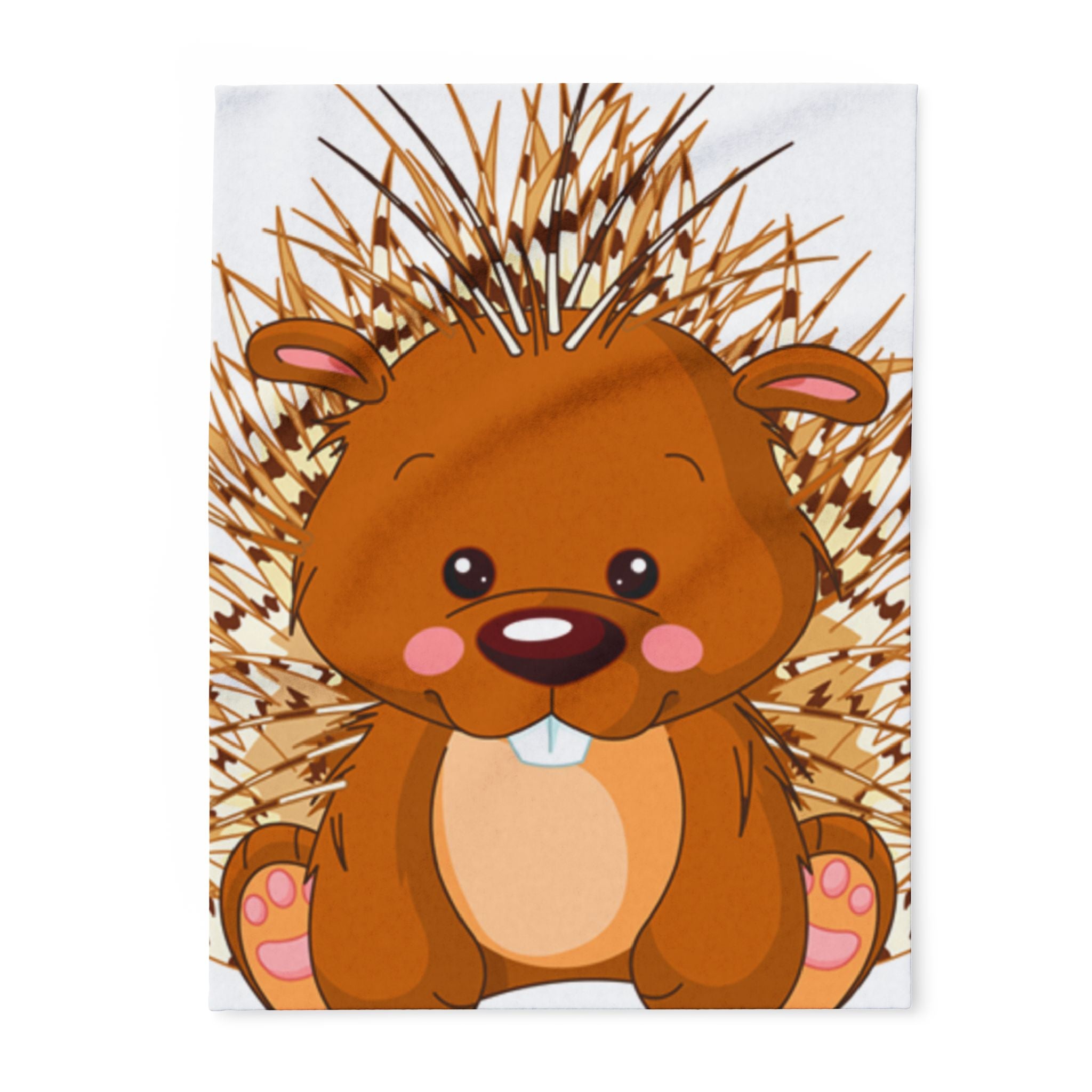 Cute Cartoon Porcupine Blanket | Plush Fleece Throw for Reading Nook