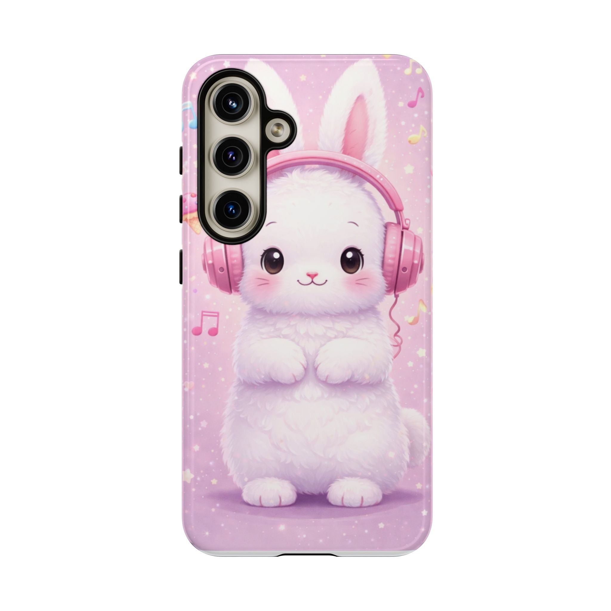 Pastel Bunny with Pink Headphones Phone Case | Dual-Layer Protective Case