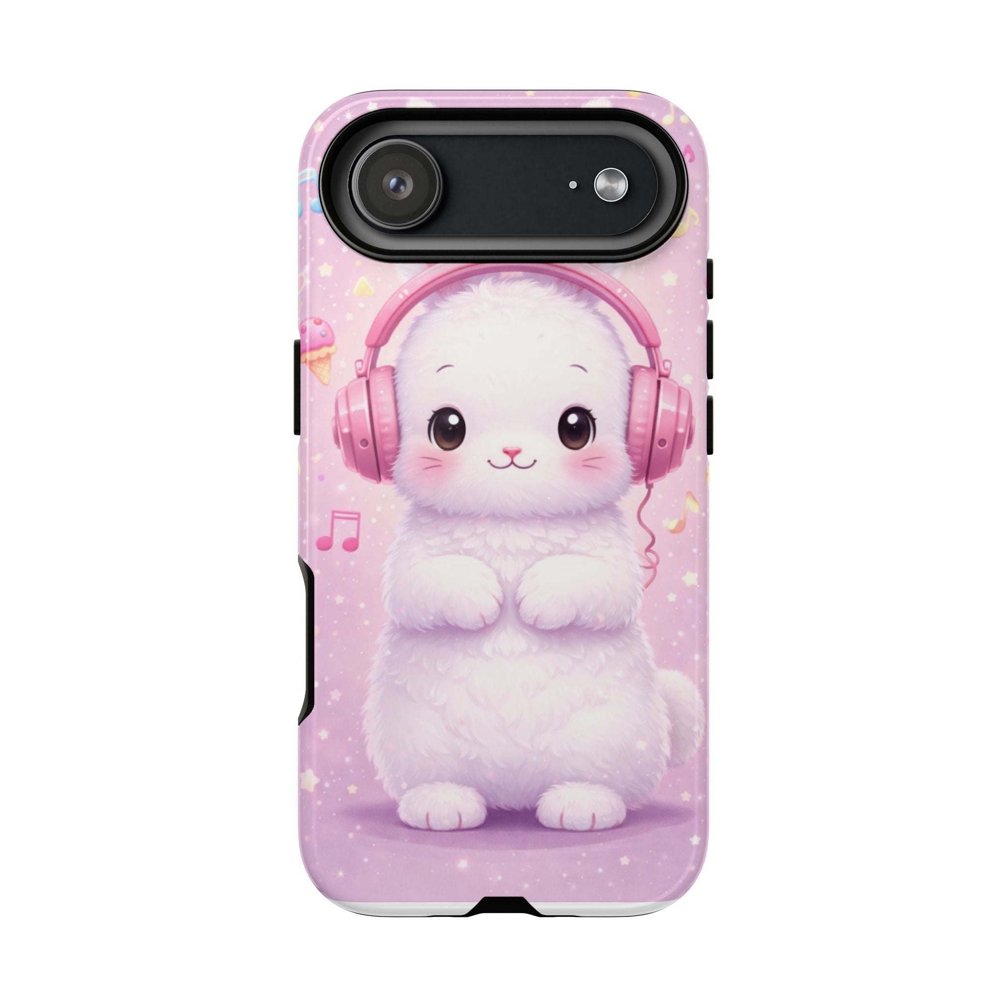 Pastel Bunny with Pink Headphones Phone Case | Dual-Layer Protective Case