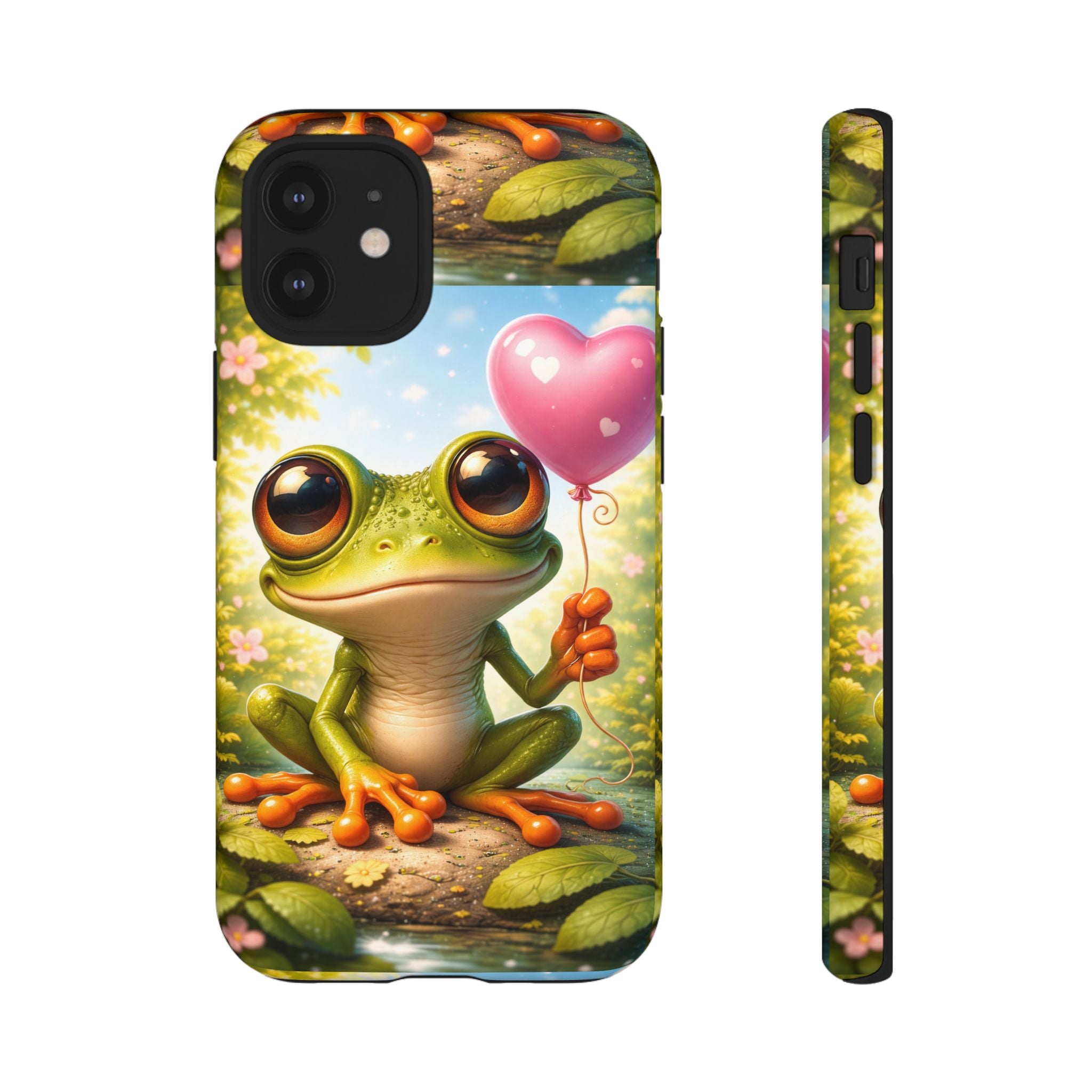 Frog Heart Balloon Phone Case — Glossy or Matte 3D Wrap Protective Case