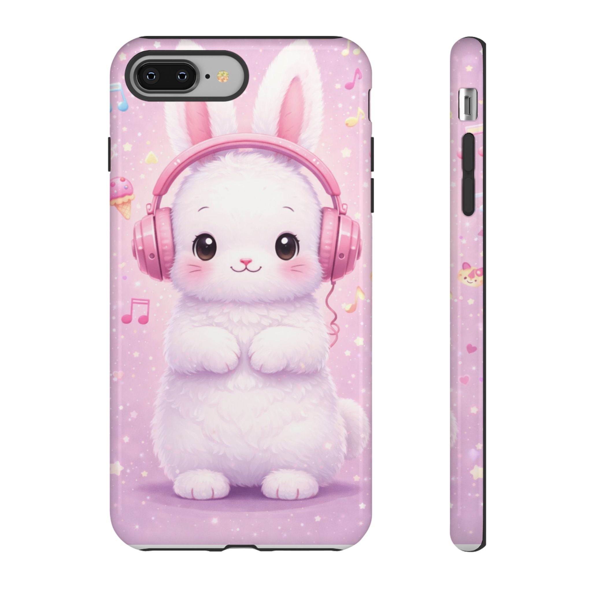 Pastel Bunny with Pink Headphones Phone Case | Dual-Layer Protective Case
