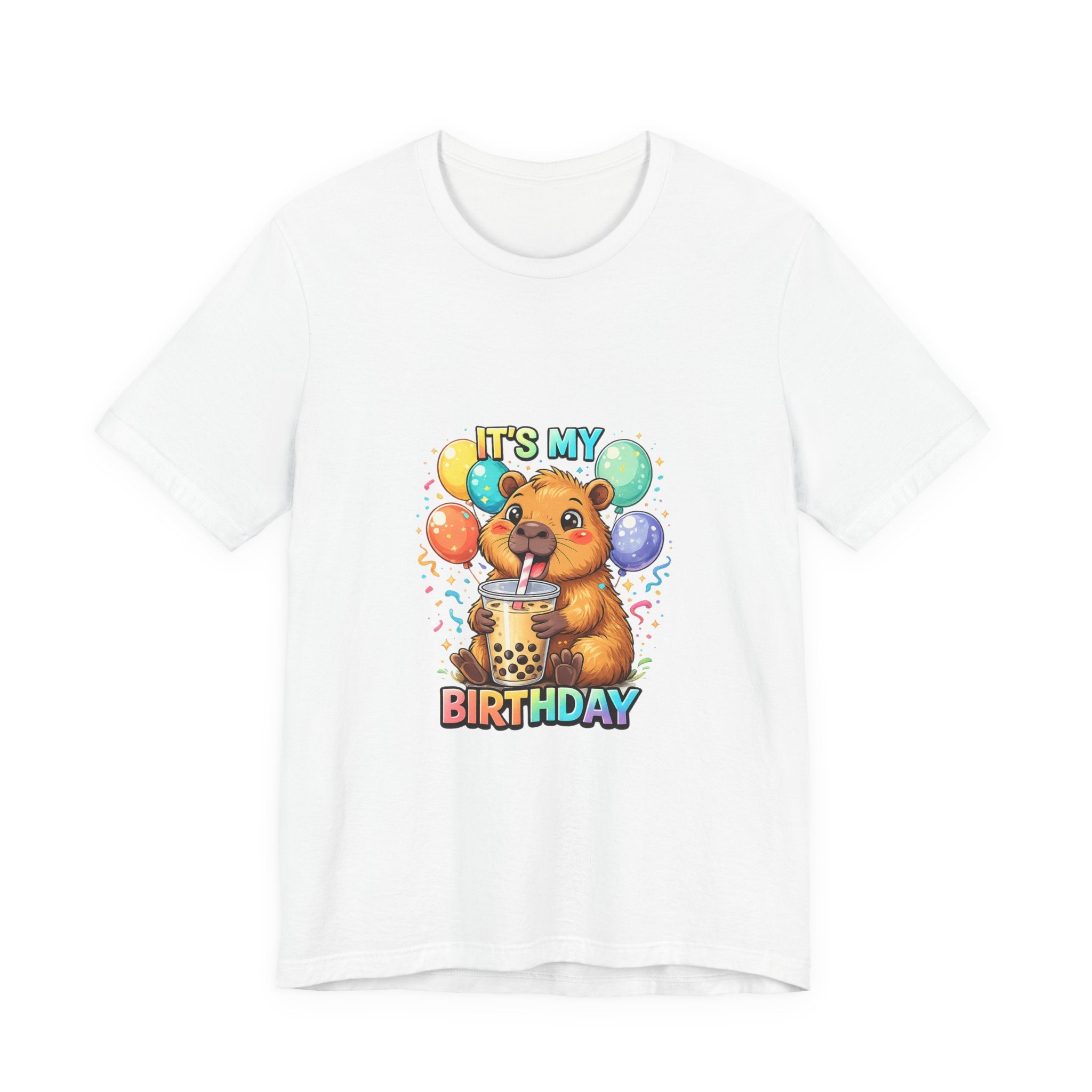 It's My Birthday Bear Boba Tee | Birthday Bear with Balloons T-Shirt