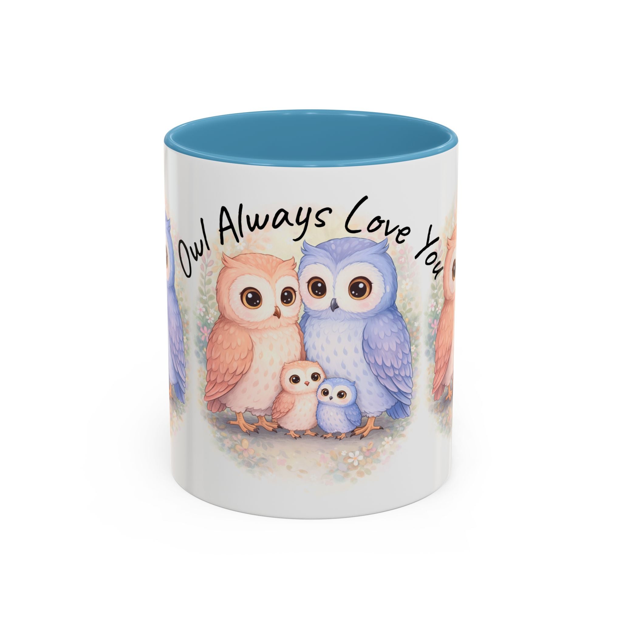 Watercolor Owl Family Mug 11oz 15oz | Pastel Ceramic Accent Coffee Cup