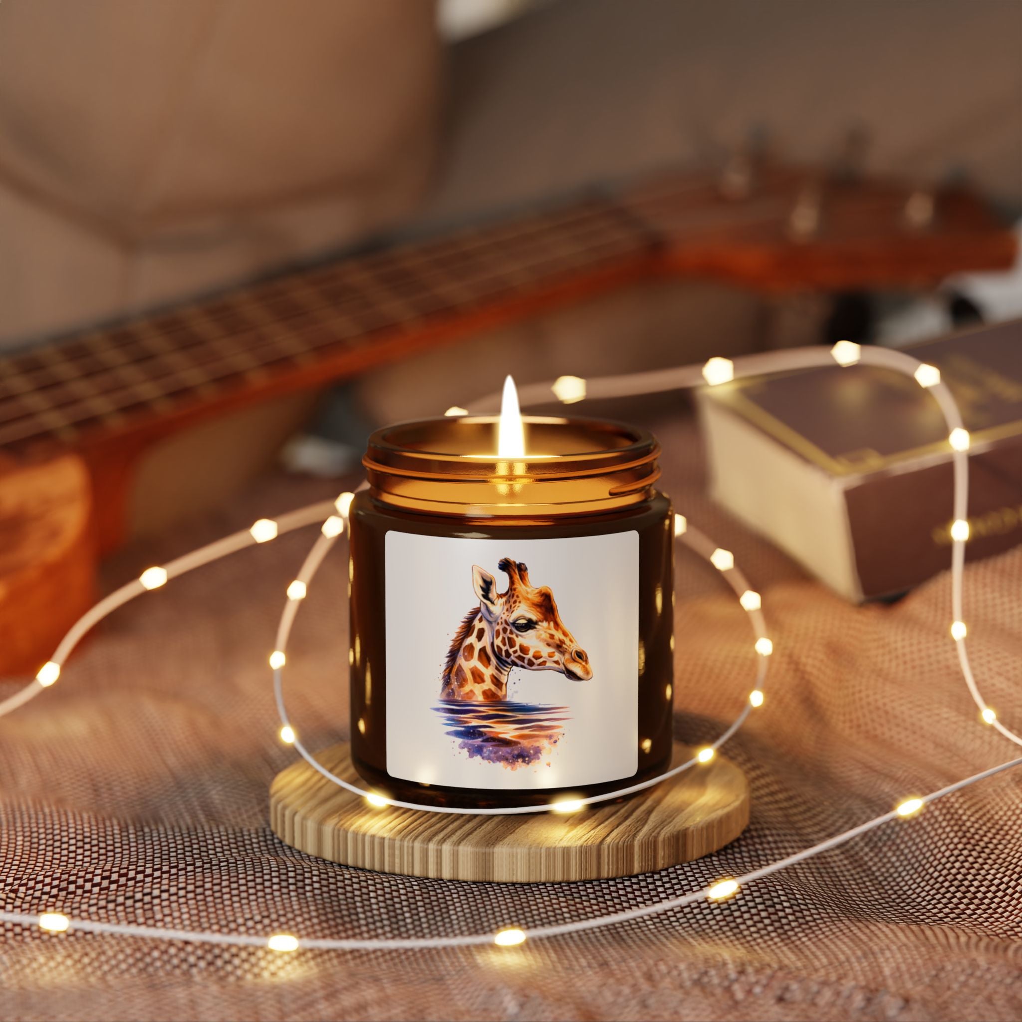 Amber Giraffe Soy Candle Amber Jar | Scented Soy Candle, Reusable Glass, Natural Wax