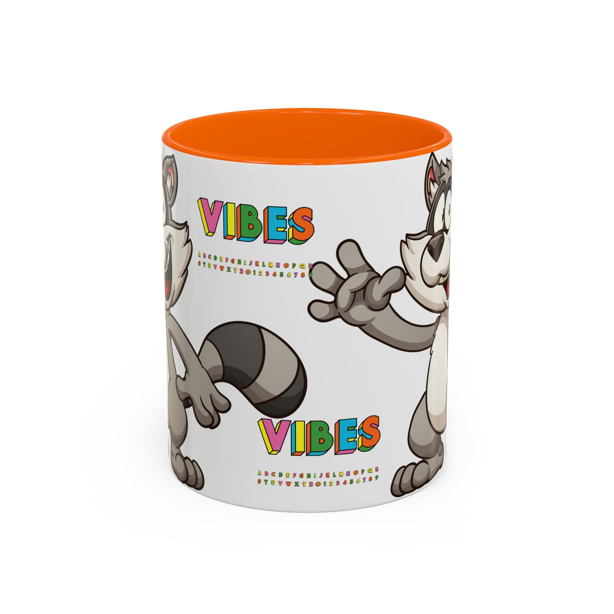 Raccoon VIBES Mug 11oz 15oz | Color Interior Handle Ceramic Coffee Cup