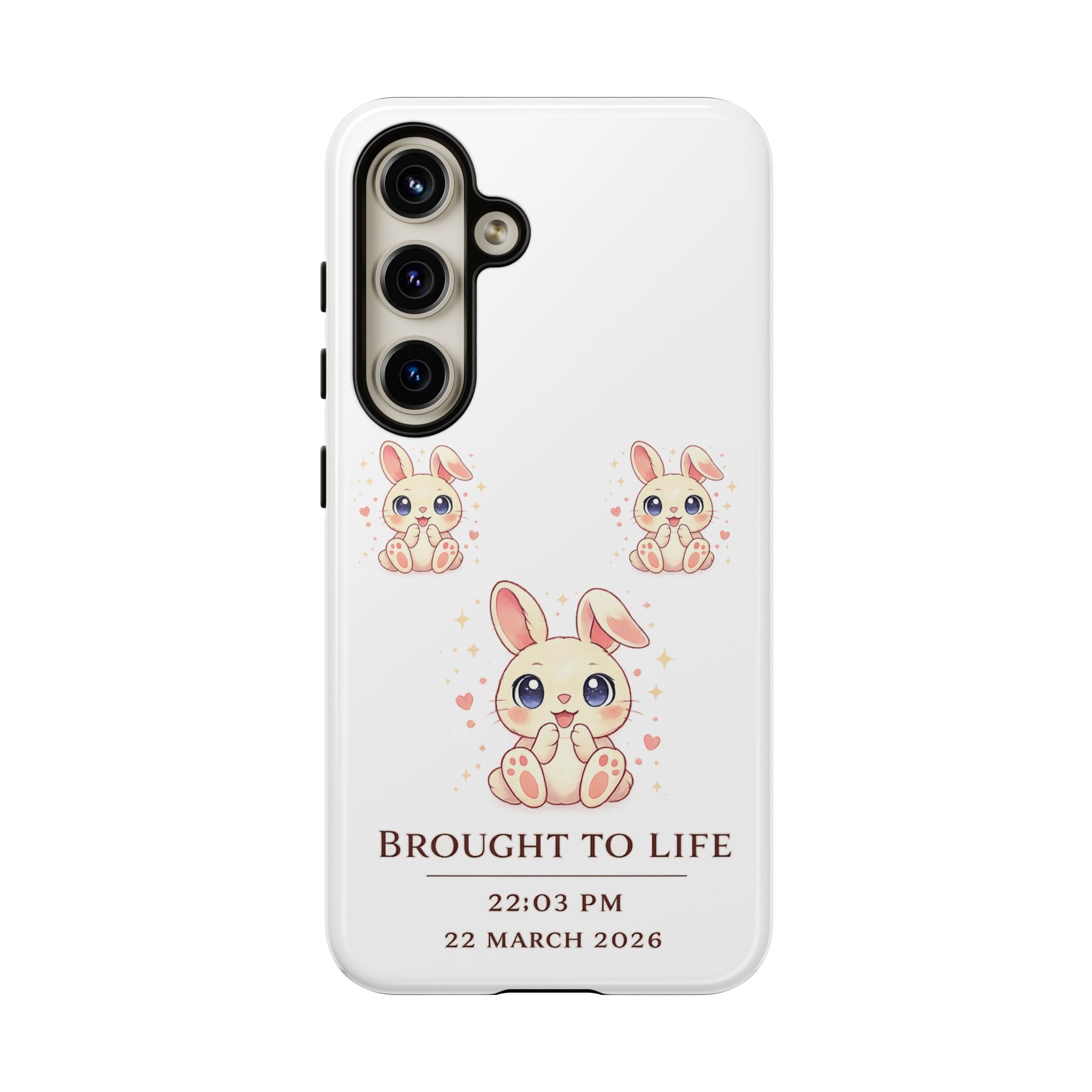 Cute Bunny Nursery Birth Announcement Phone Case | Personalized Name, Date & Time
