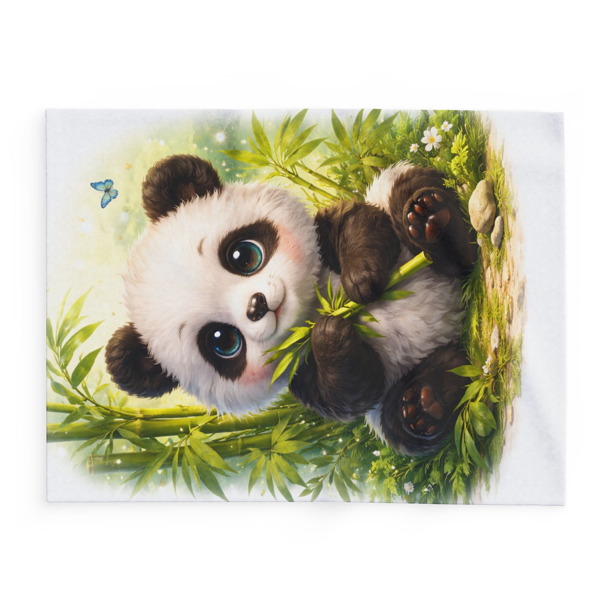 Baby Panda Bamboo Illustration Arctic Fleece Blanket | Cute Wildlife Cozy Throw