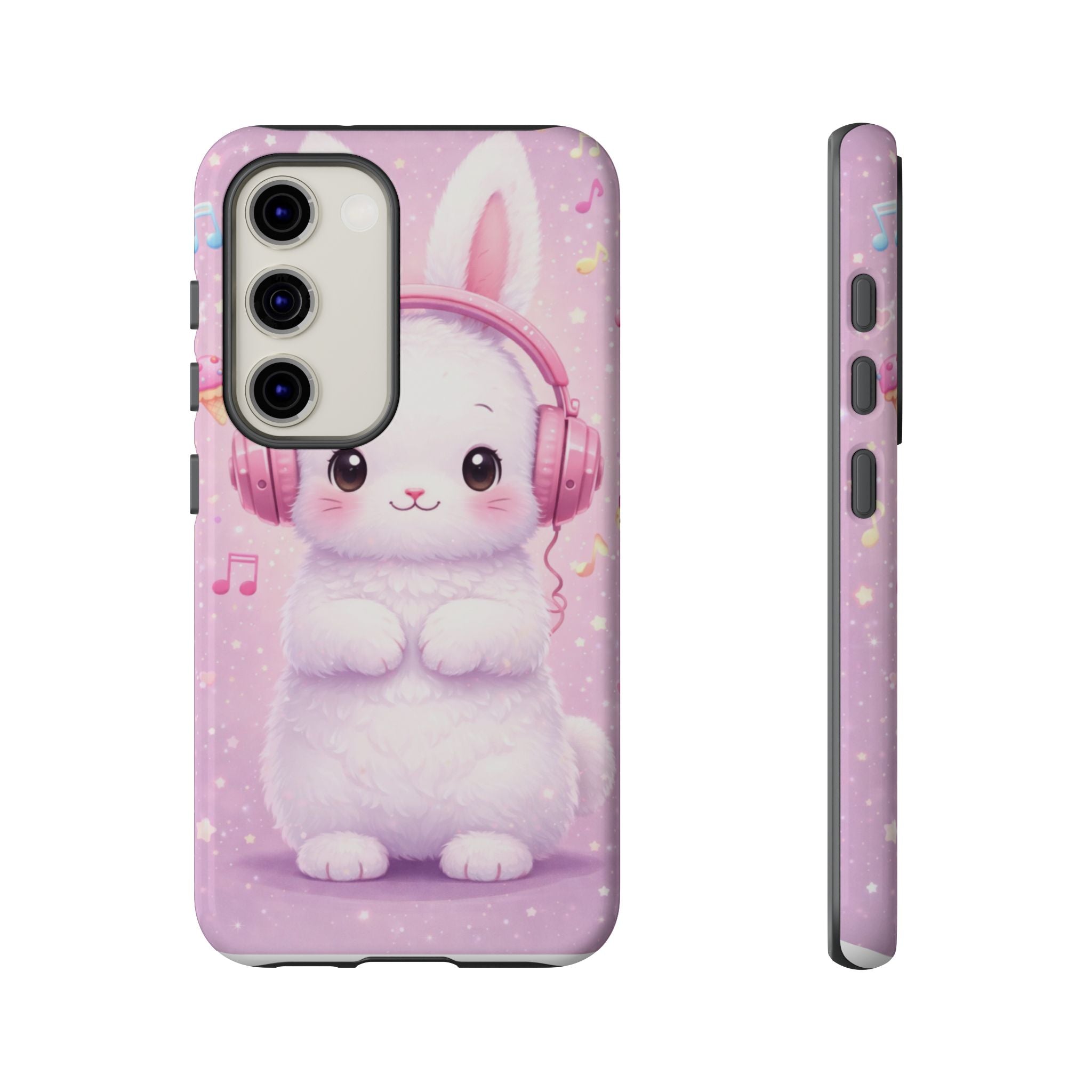 Pastel Bunny with Pink Headphones Phone Case | Dual-Layer Protective Case