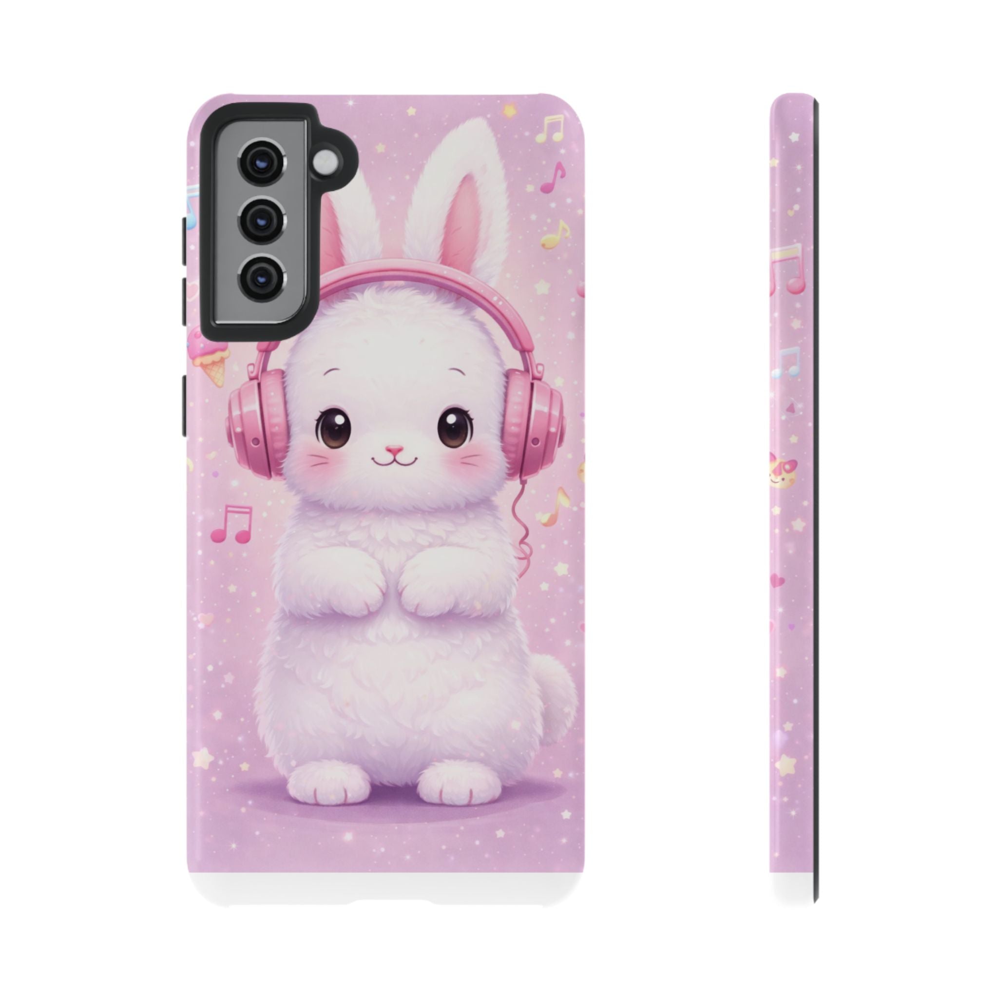 Pastel Bunny with Pink Headphones Phone Case | Dual-Layer Protective Case