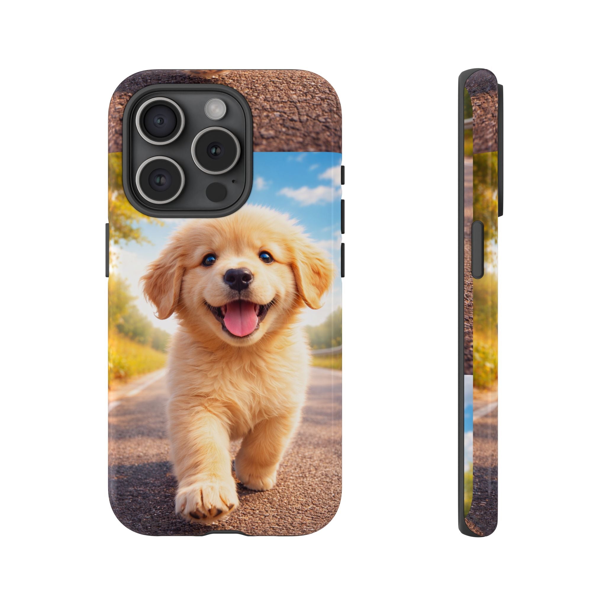 Golden Puppy Sunlit Phone Case — Full‑Wrap UV‑Protected Tough Case