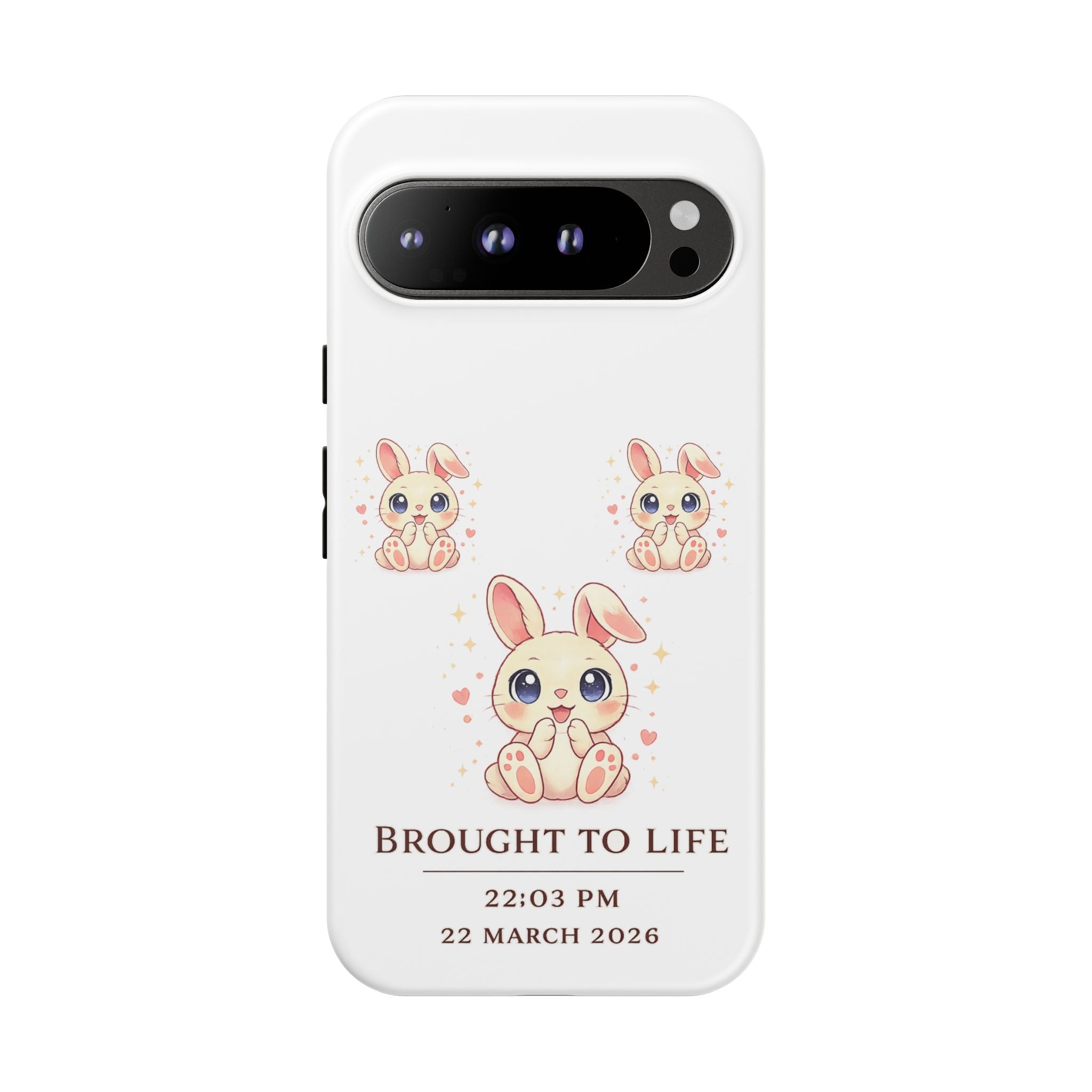 Cute Bunny Nursery Birth Announcement Phone Case | Personalized Name, Date & Time