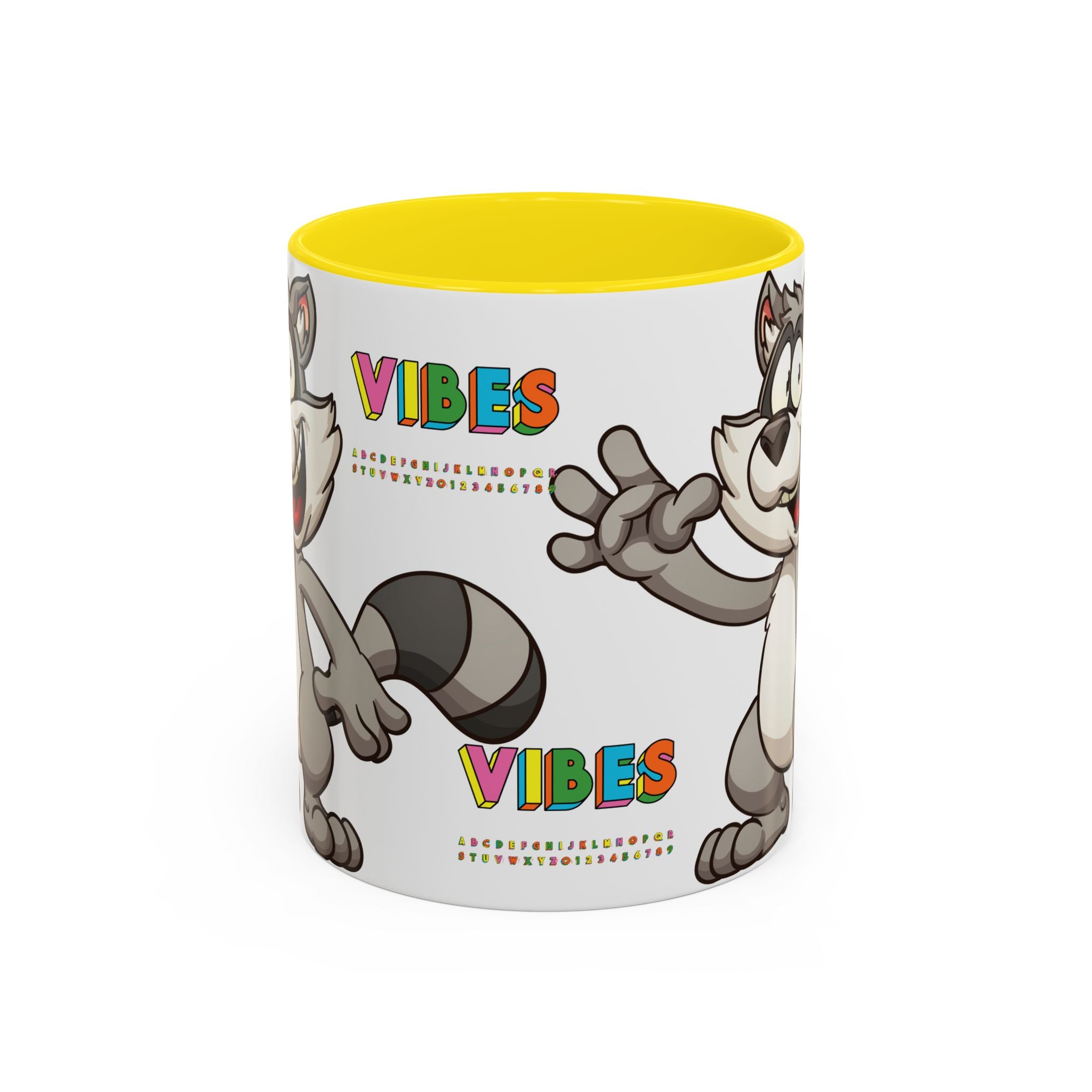 Raccoon VIBES Mug 11oz 15oz | Color Interior Handle Ceramic Coffee Cup