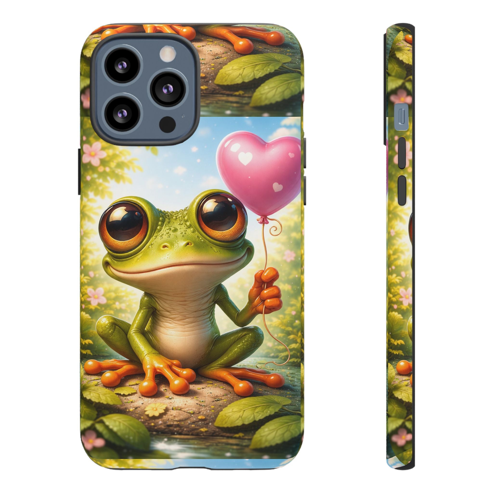 Frog Heart Balloon Phone Case — Glossy or Matte 3D Wrap Protective Case