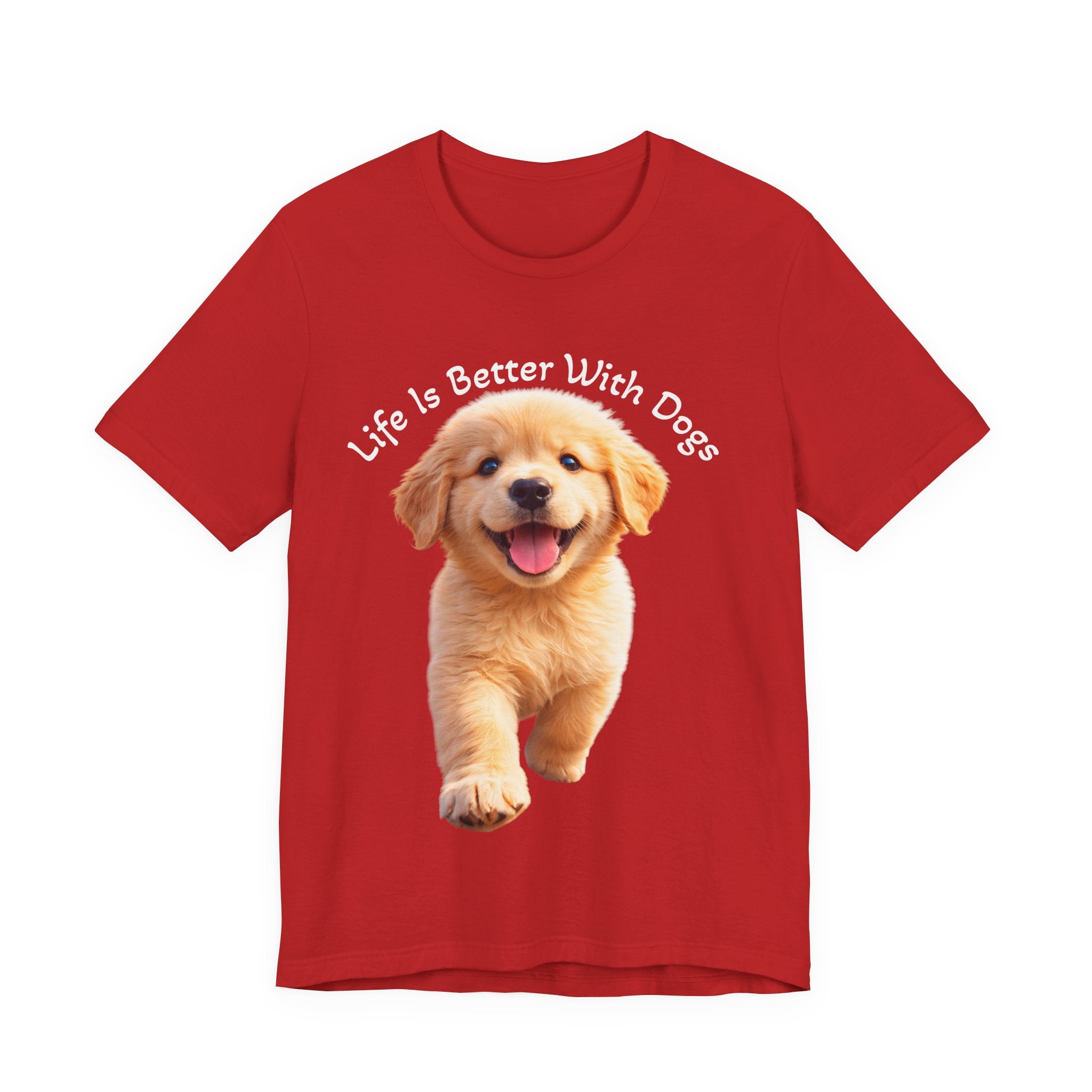Life Is Better With Dogs Tee — Lightweight Golden Puppy Crew T-Shirt