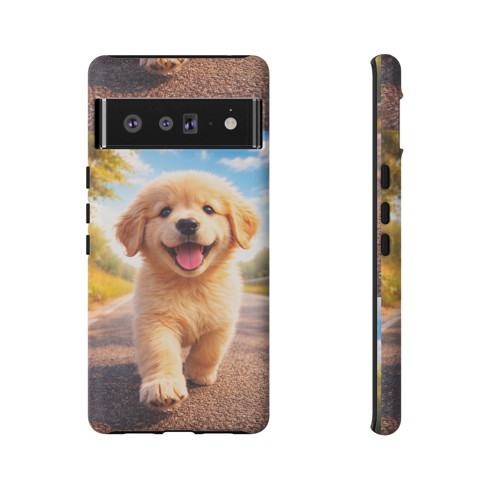 Golden Puppy Sunlit Phone Case — Full‑Wrap UV‑Protected Tough Case