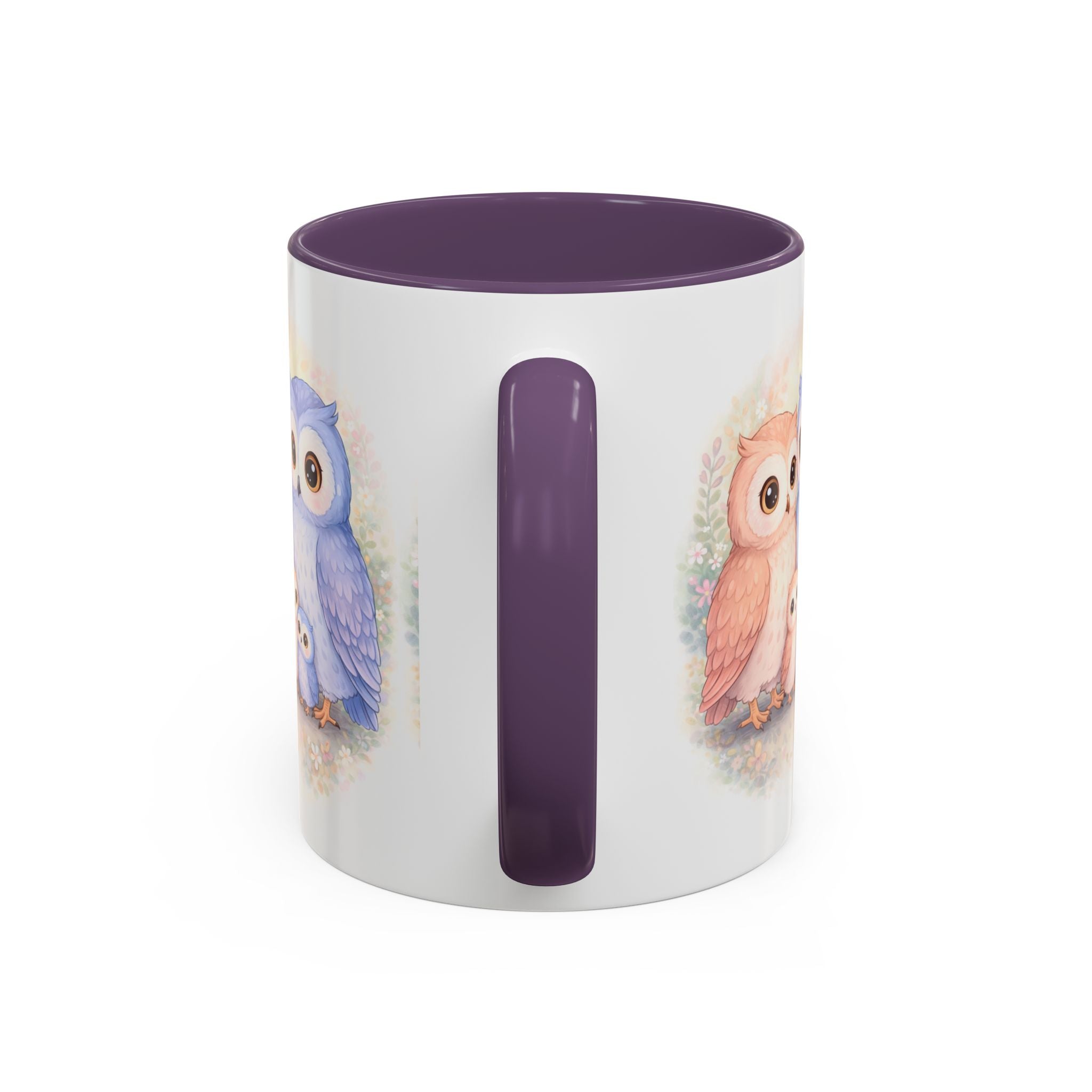 Watercolor Owl Family Mug 11oz 15oz | Pastel Ceramic Accent Coffee Cup