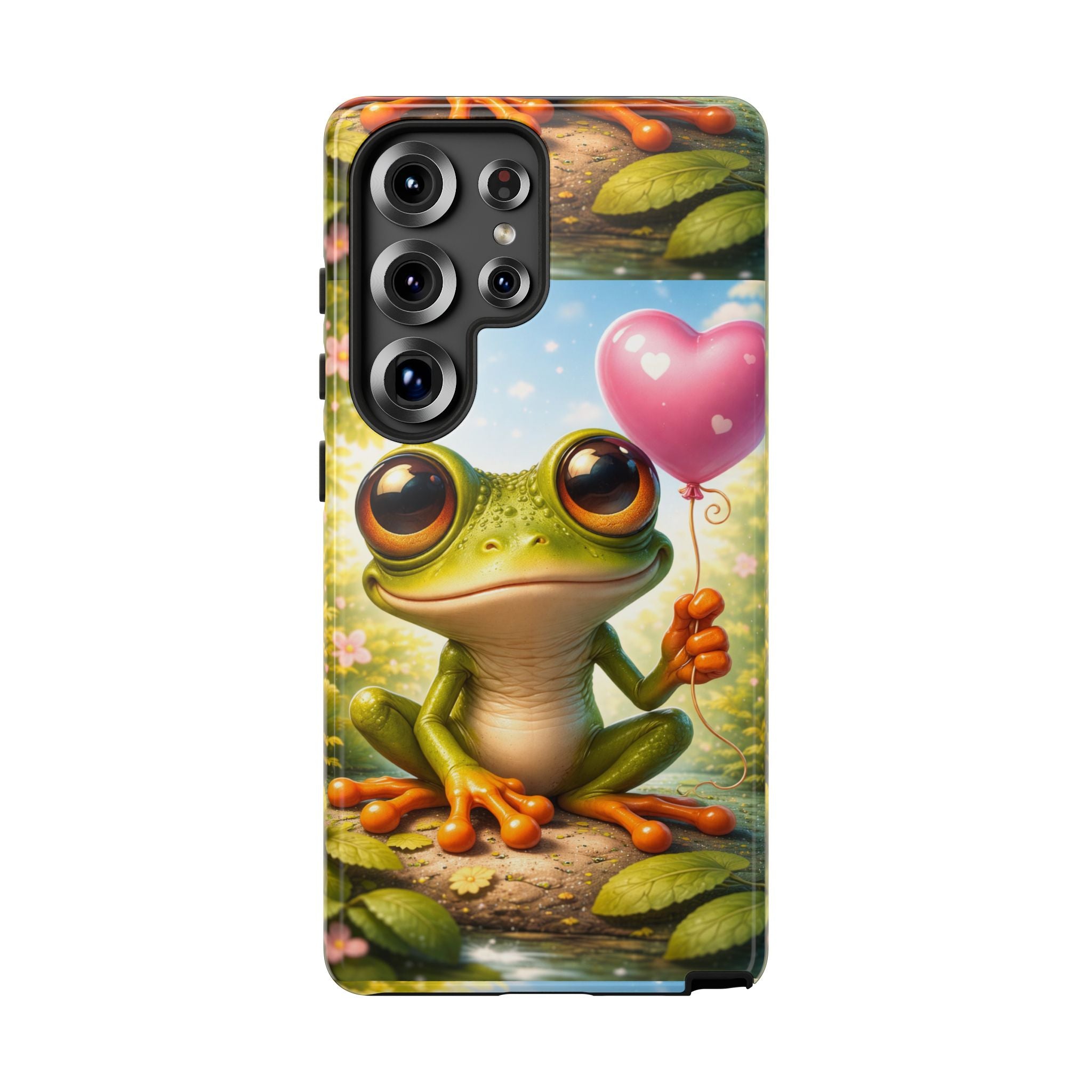 Frog Heart Balloon Phone Case — Glossy or Matte 3D Wrap Protective Case