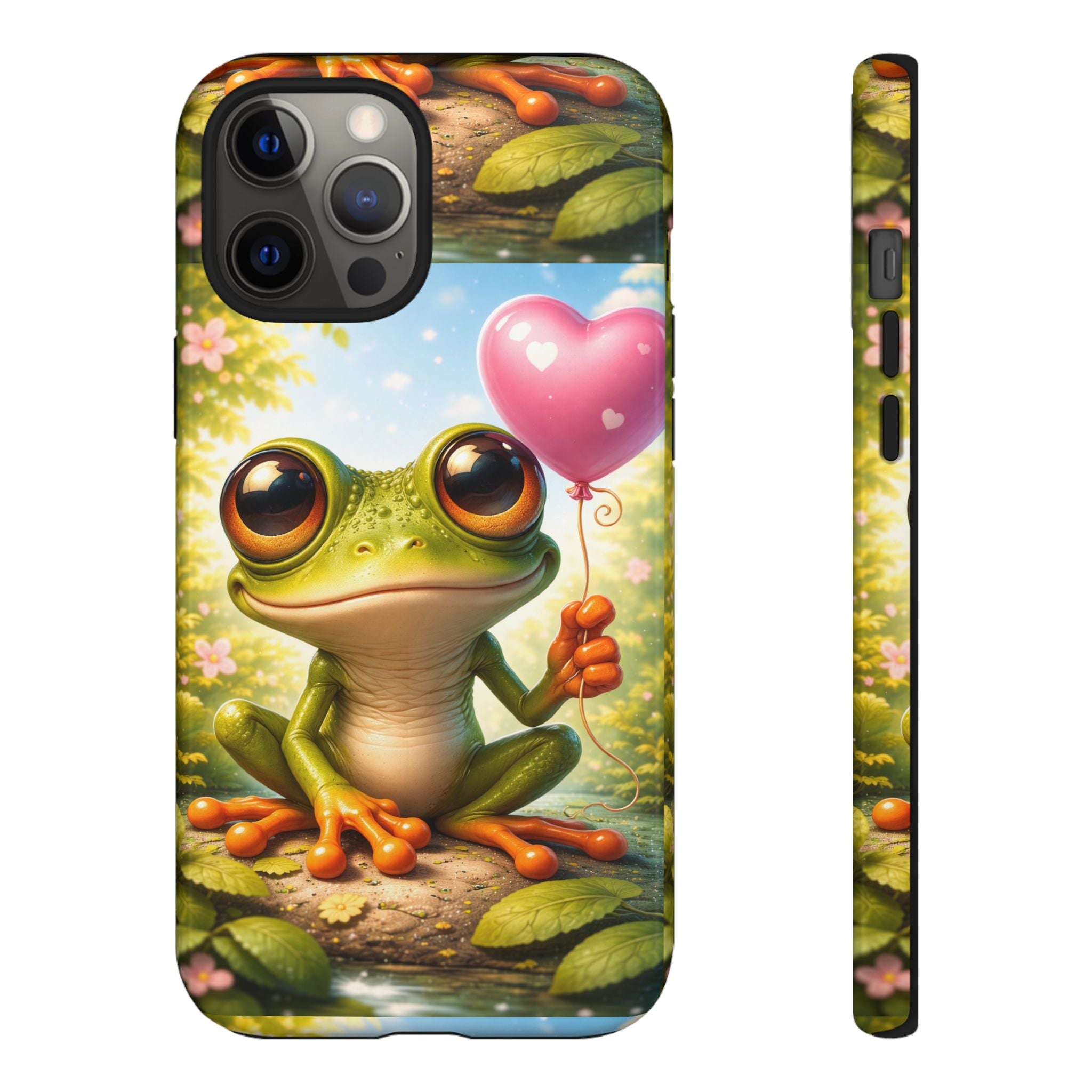Frog Heart Balloon Phone Case — Glossy or Matte 3D Wrap Protective Case
