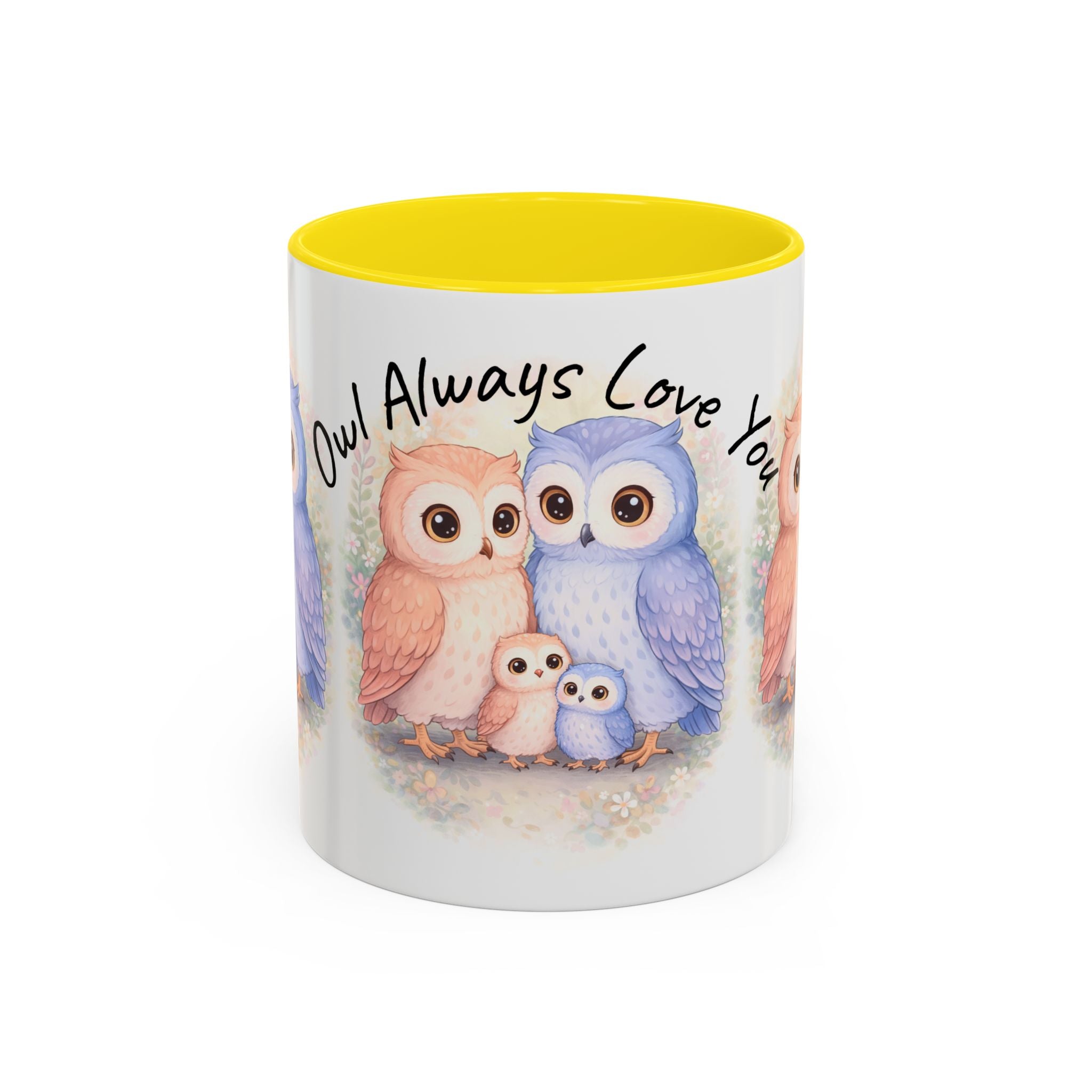 Watercolor Owl Family Mug 11oz 15oz | Pastel Ceramic Accent Coffee Cup