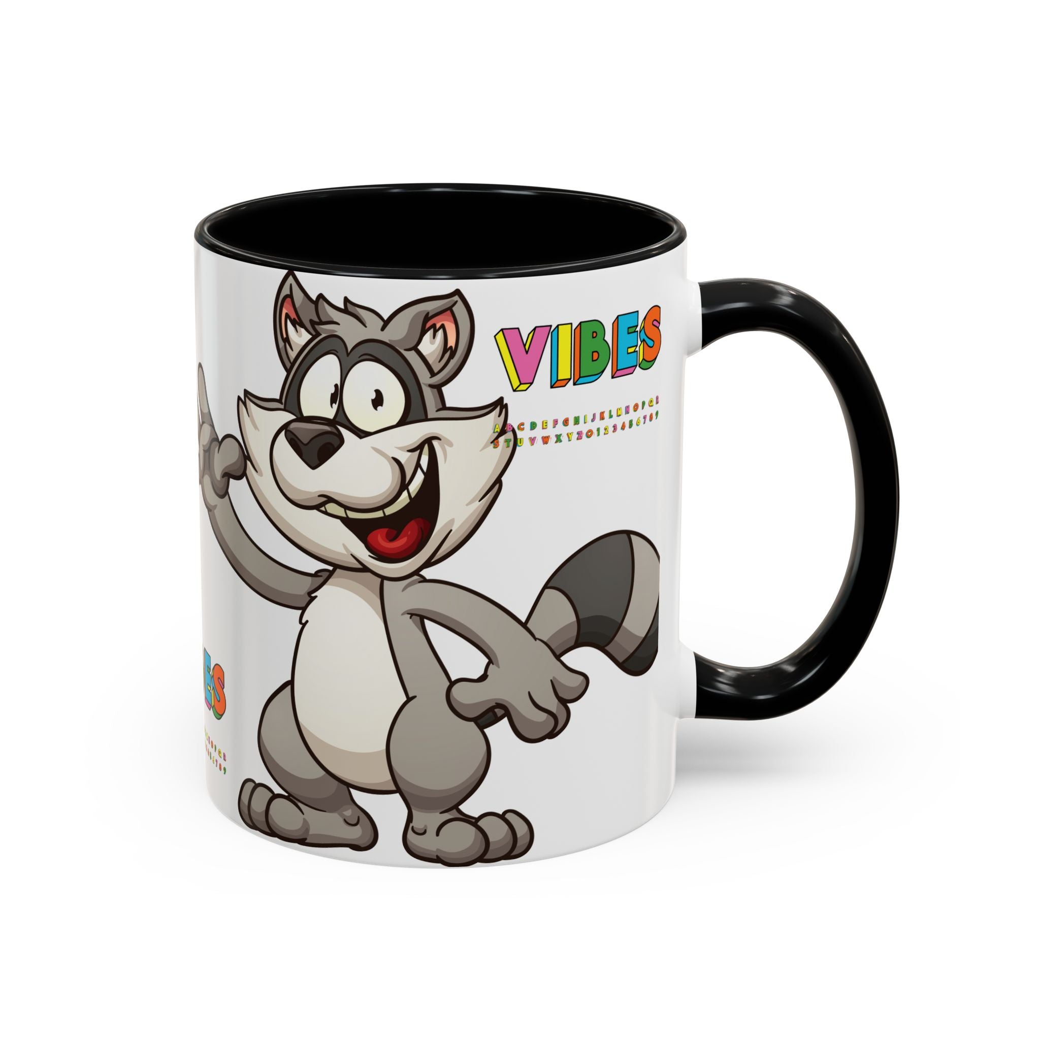 Raccoon VIBES Mug 11oz 15oz | Color Interior Handle Ceramic Coffee Cup