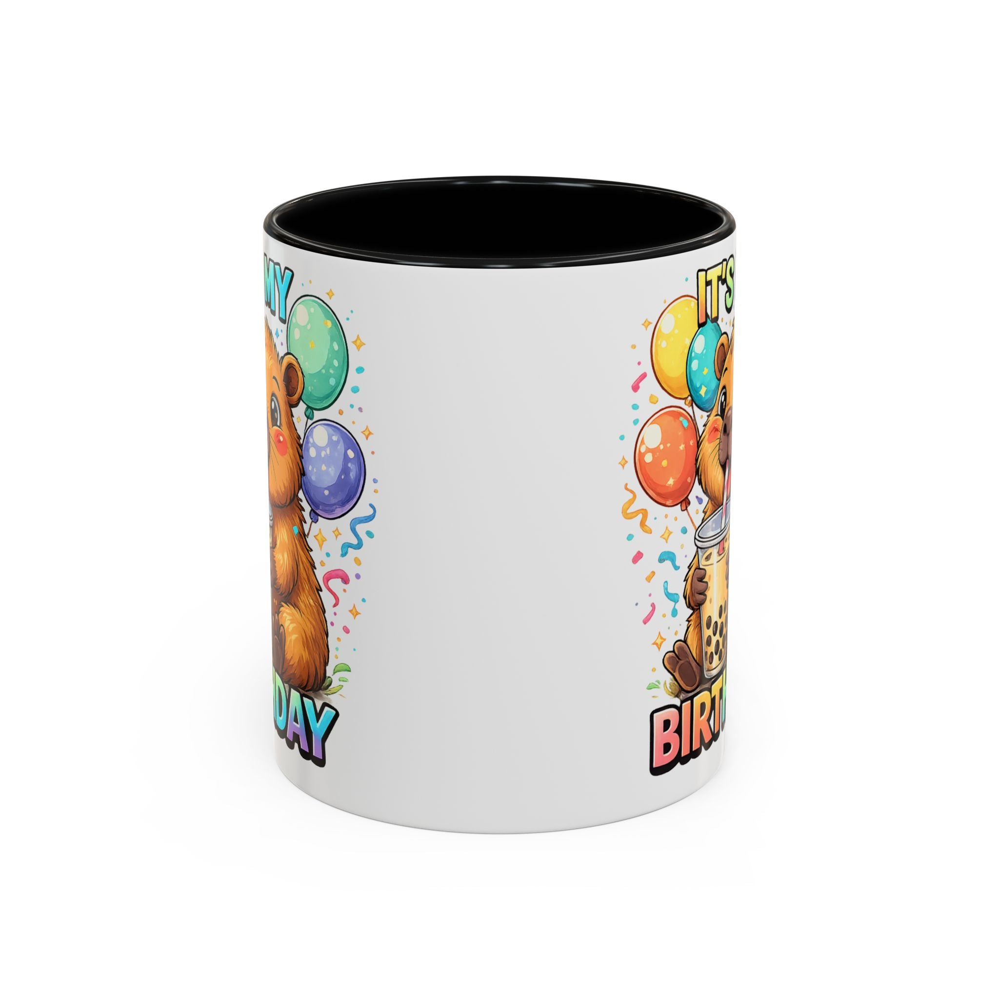 Cute Bear Drinking Bubble Tea It's My Birthday Mug | Accent Coffee Mug