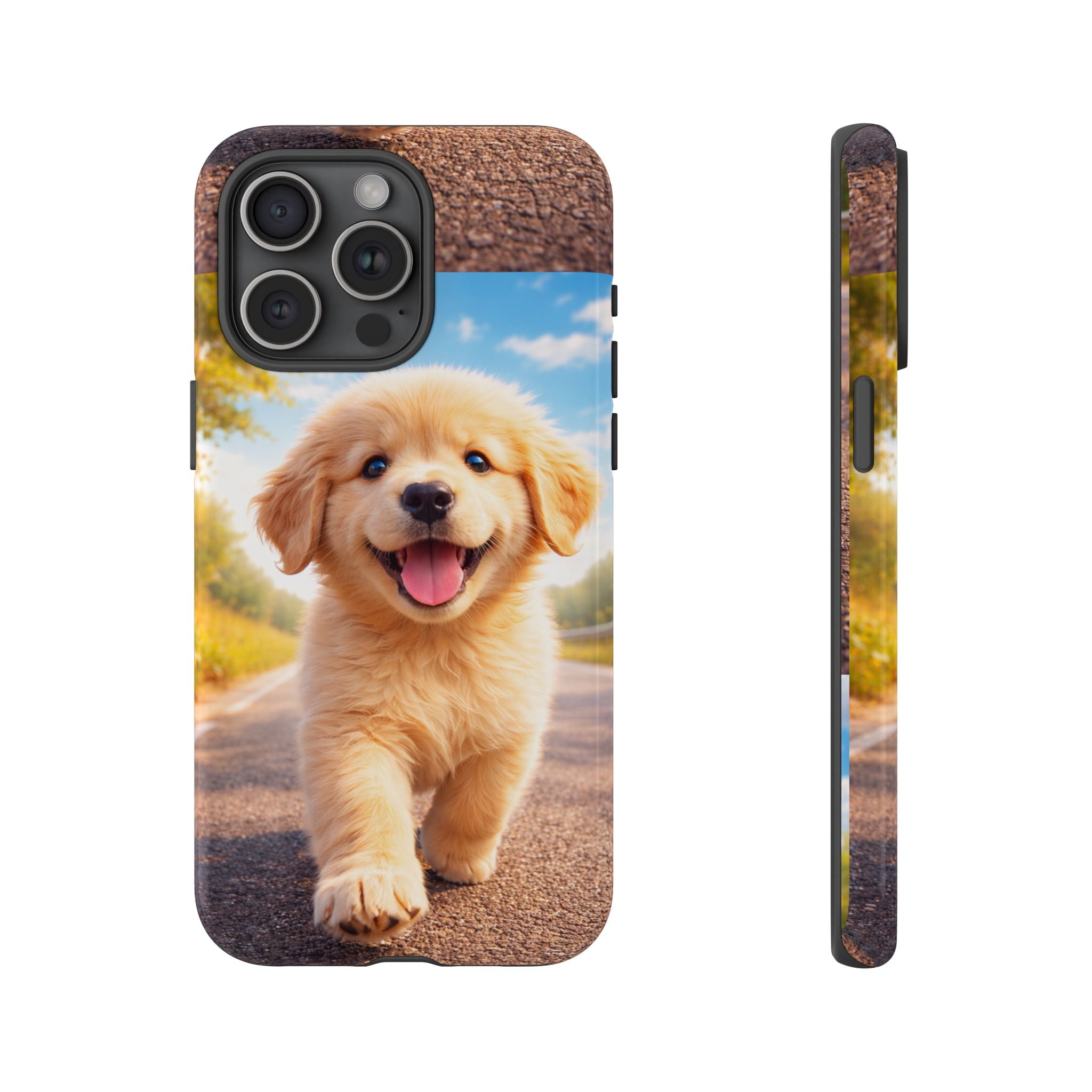 Golden Puppy Sunlit Phone Case — Full‑Wrap UV‑Protected Tough Case