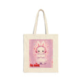 Pastel Bunny with Headphones Cotton Canvas Tote Bag | Cute Music Bunny Tote