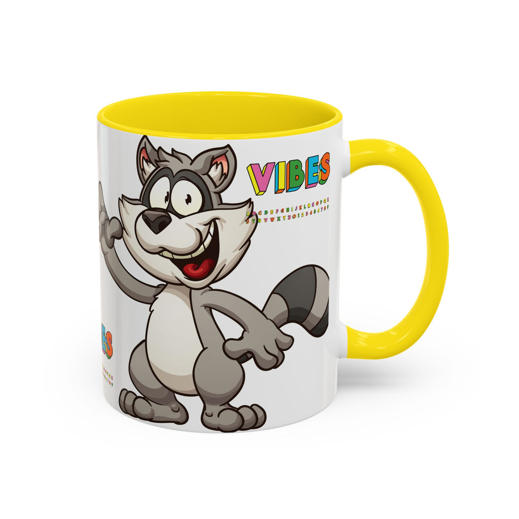 Raccoon VIBES Mug 11oz 15oz | Color Interior Handle Ceramic Coffee Cup