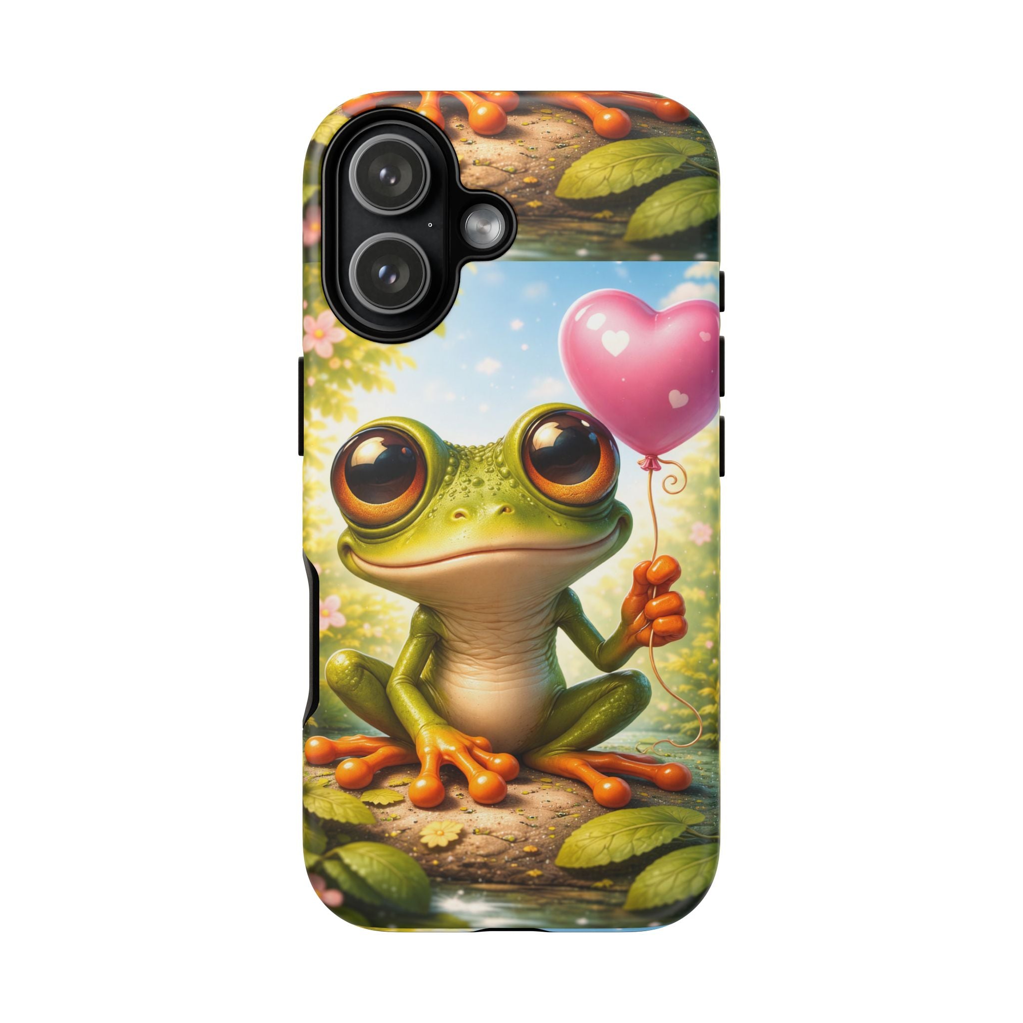 Frog Heart Balloon Phone Case — Glossy or Matte 3D Wrap Protective Case