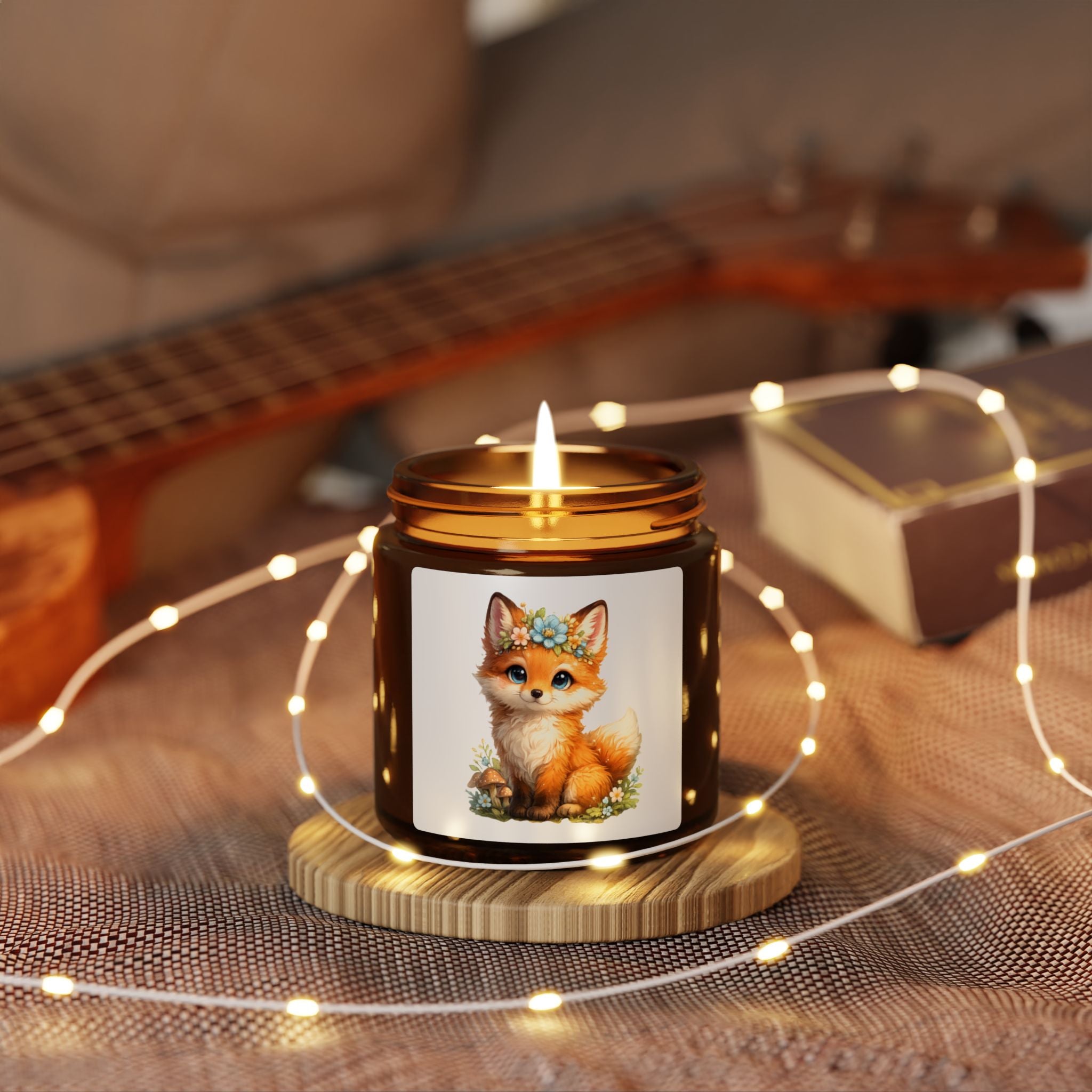 Amber Fox Soy Candle — Reusable Jar, Citrus, Cinnamon‑Vanilla, Lavender & More