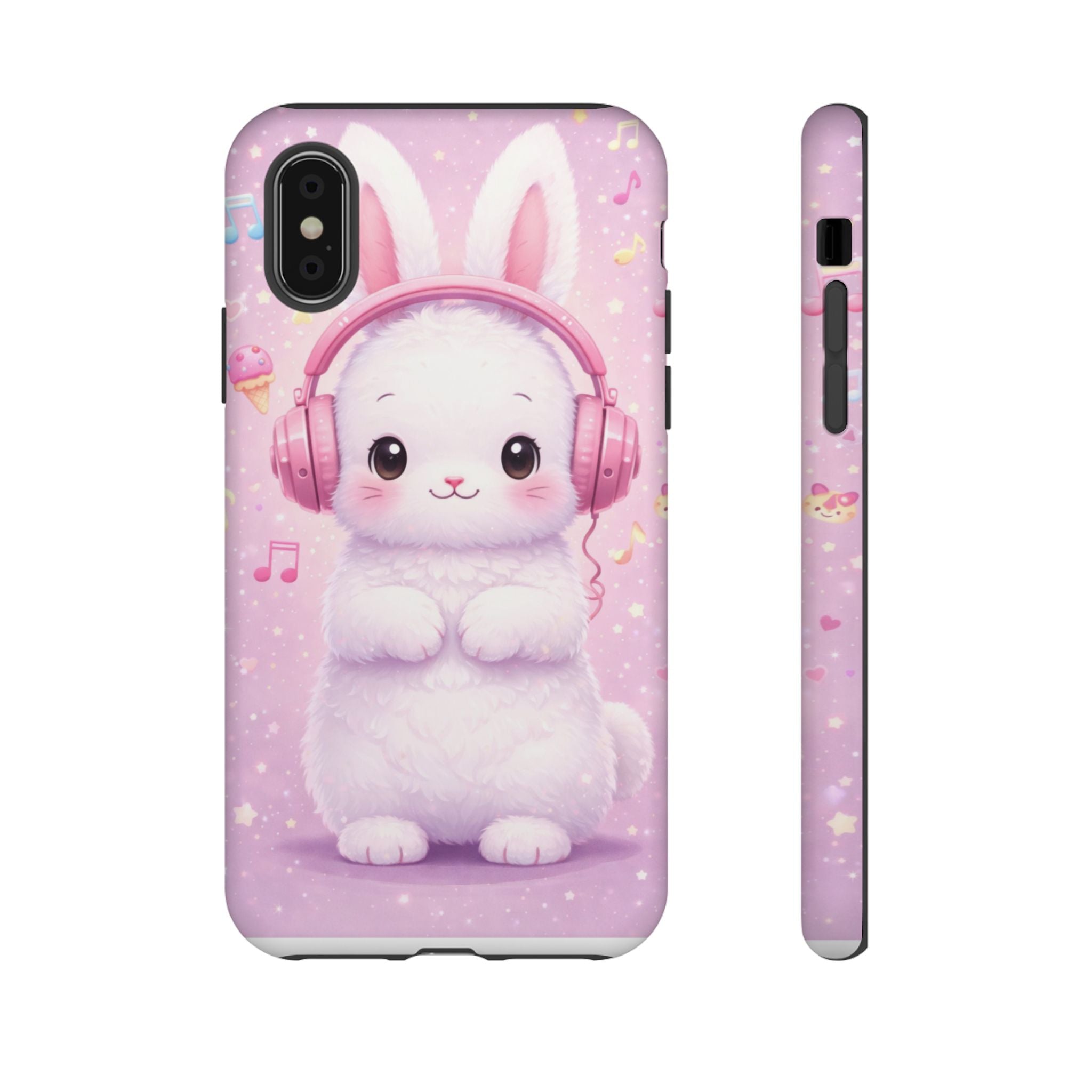 Pastel Bunny with Pink Headphones Phone Case | Dual-Layer Protective Case