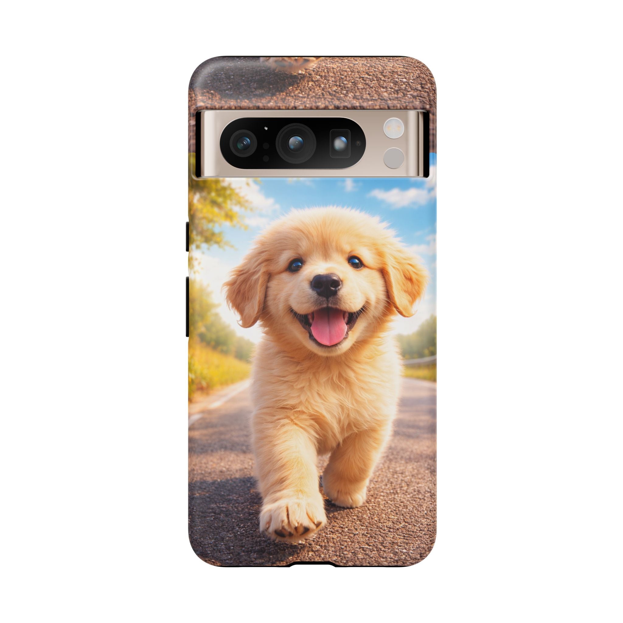Golden Puppy Sunlit Phone Case — Full‑Wrap UV‑Protected Tough Case
