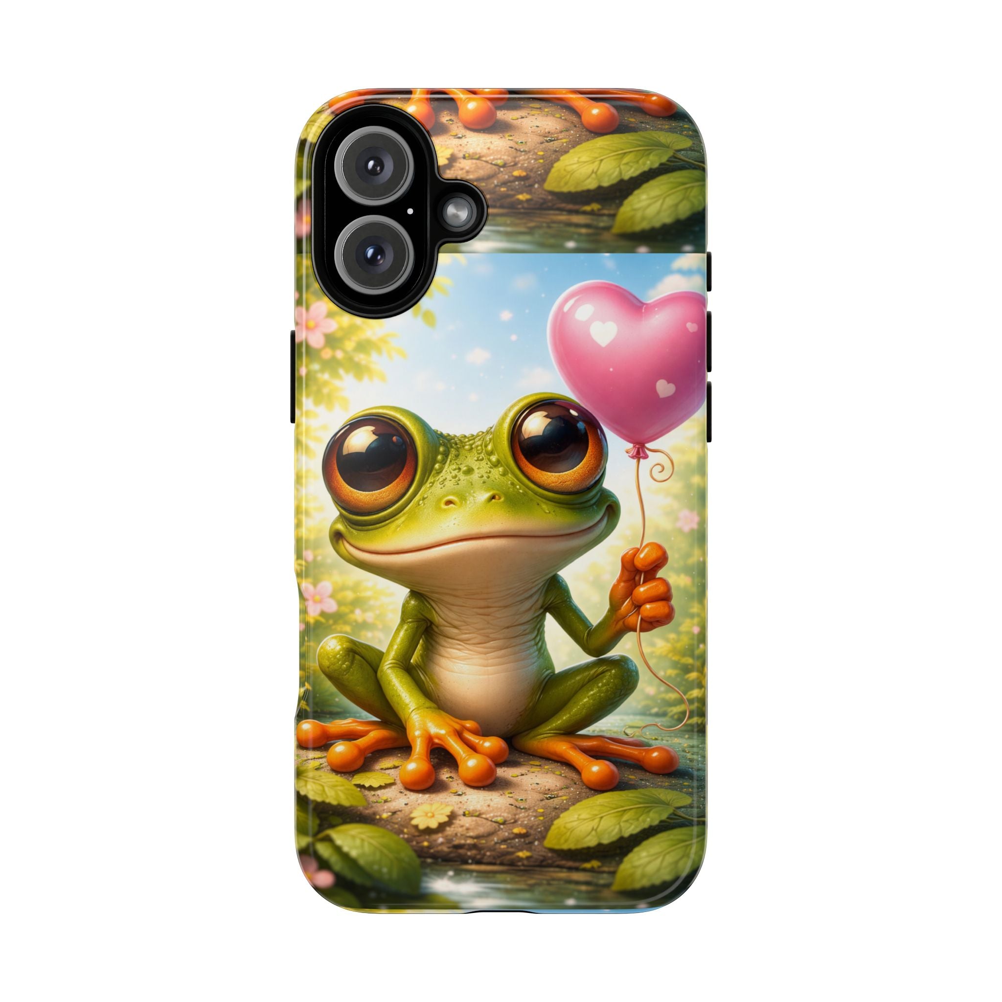 Frog Heart Balloon Phone Case — Glossy or Matte 3D Wrap Protective Case