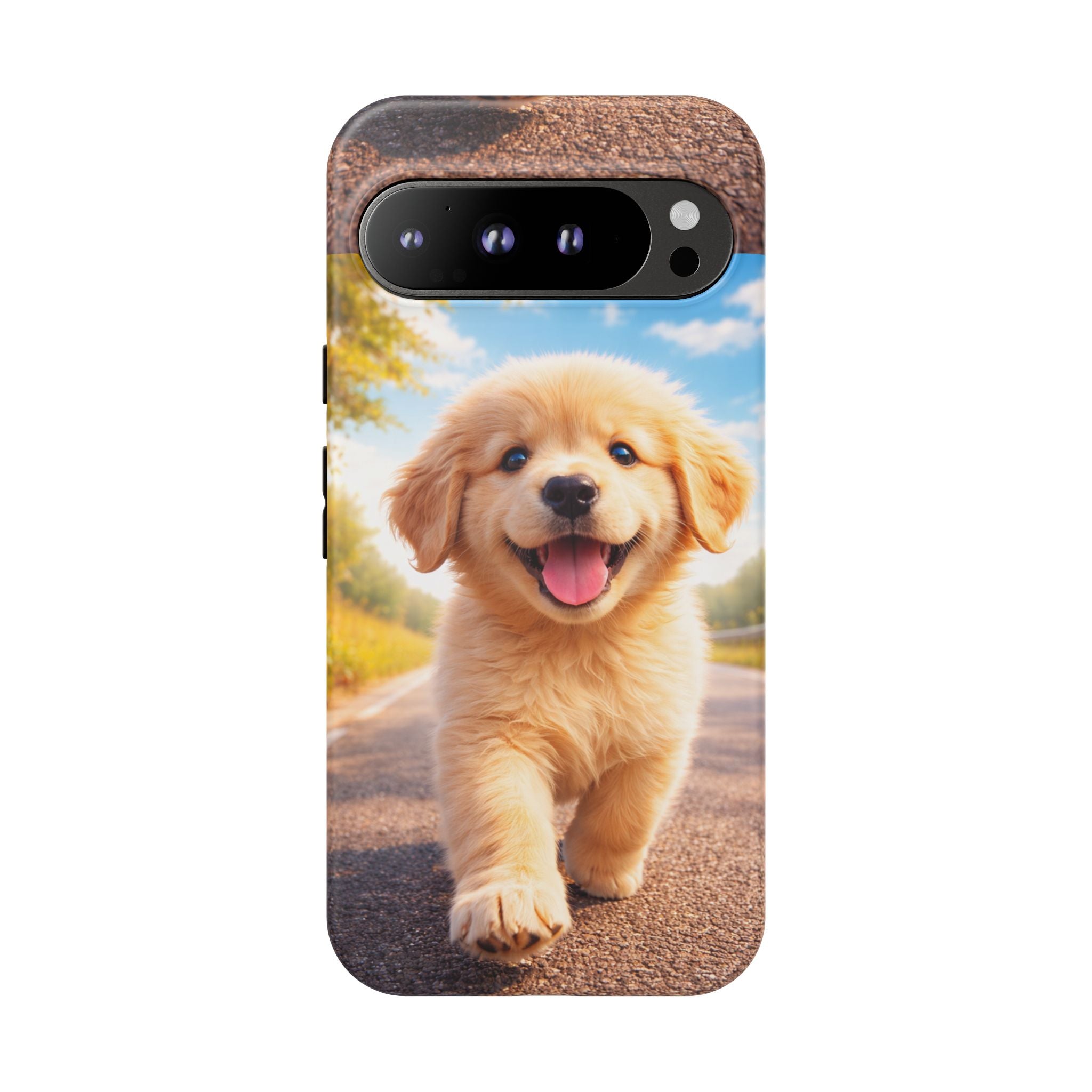 Golden Puppy Sunlit Phone Case — Full‑Wrap UV‑Protected Tough Case