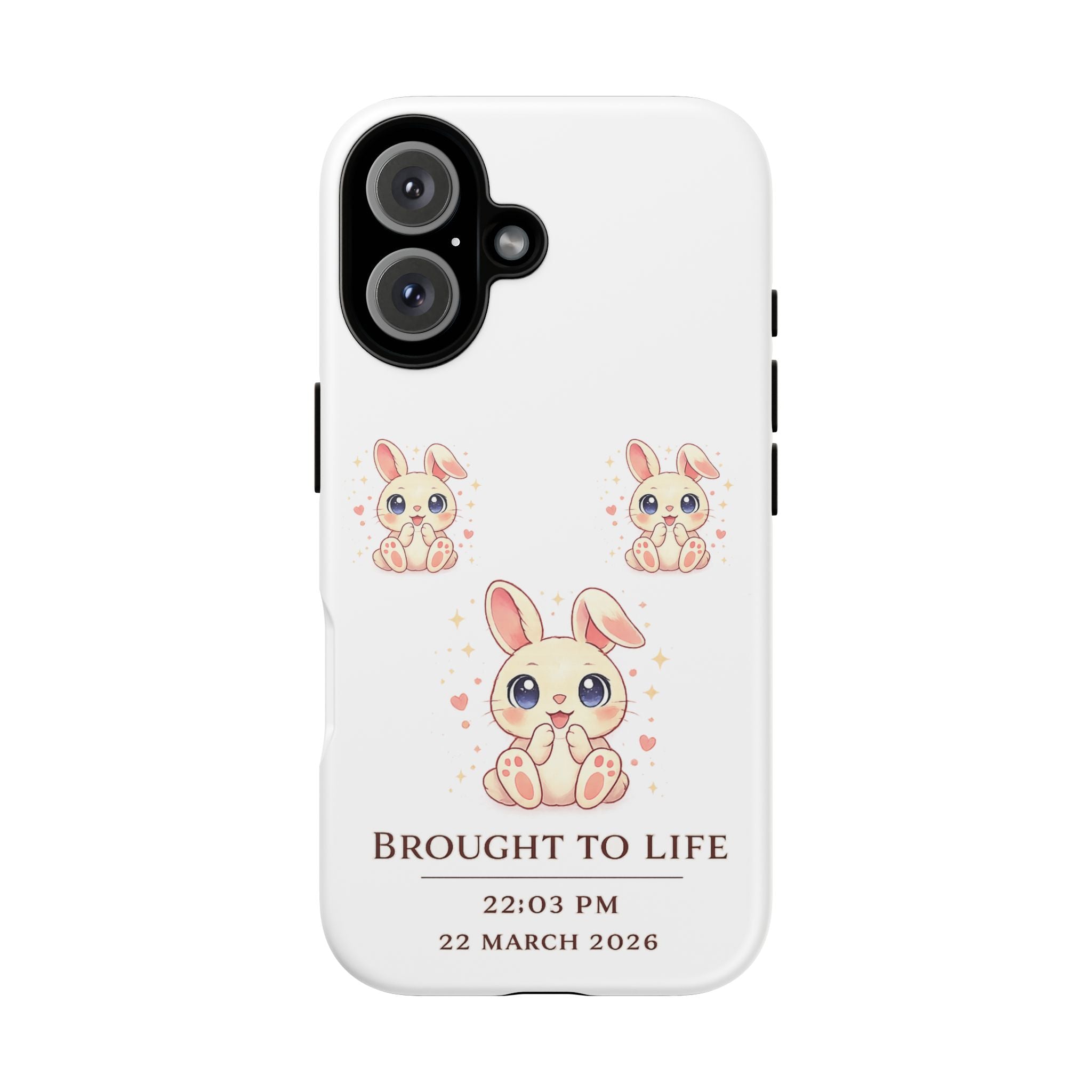 Cute Bunny Nursery Birth Announcement Phone Case | Personalized Name, Date & Time
