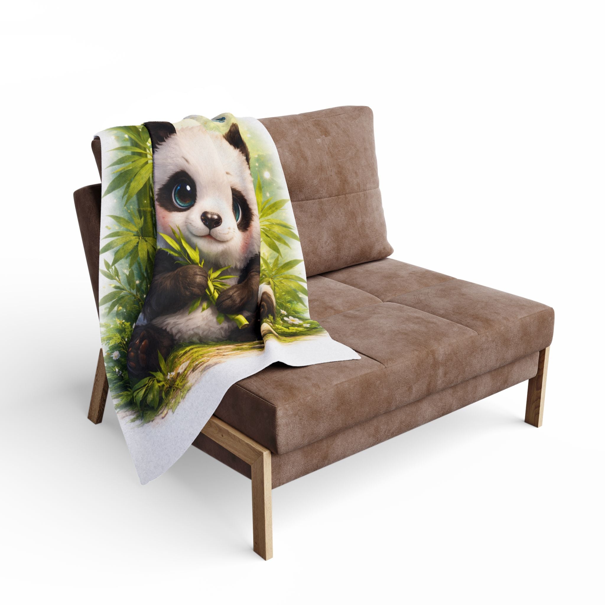 Baby Panda Bamboo Illustration Arctic Fleece Blanket | Cute Wildlife Cozy Throw