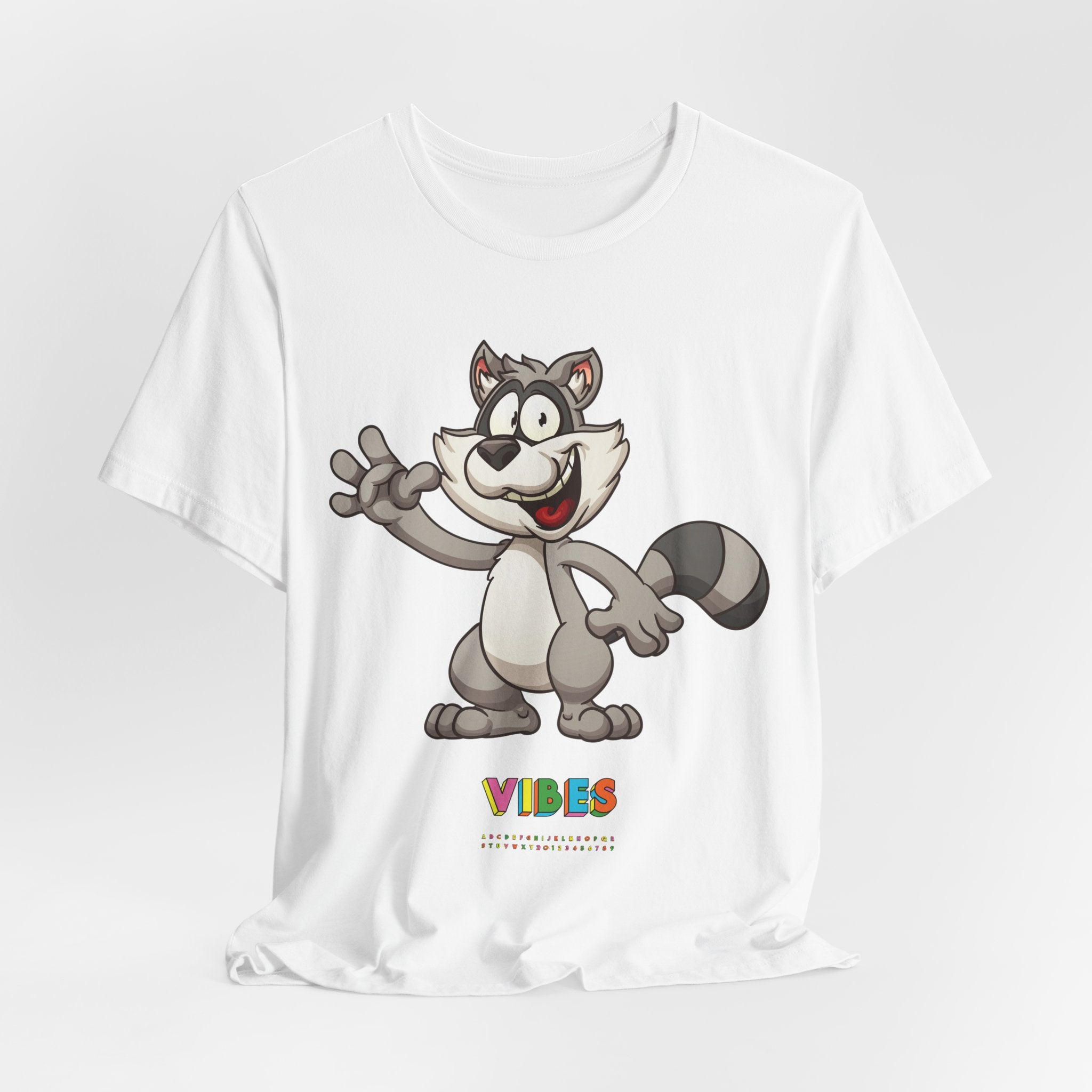 Cartoony Raccoon VIBES Tee | Raccoon Graphic T-Shirt