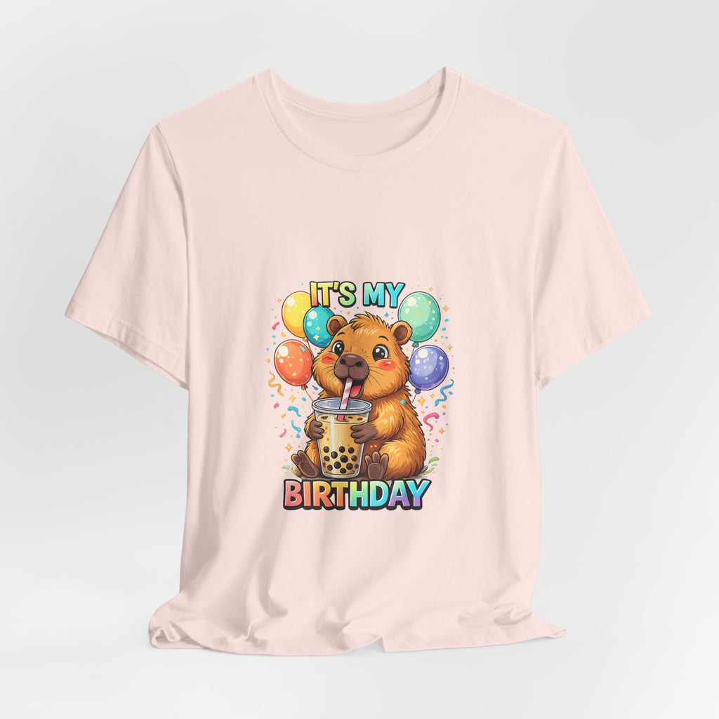 It's My Birthday Bear Boba Tee | Birthday Bear with Balloons T-Shirt
