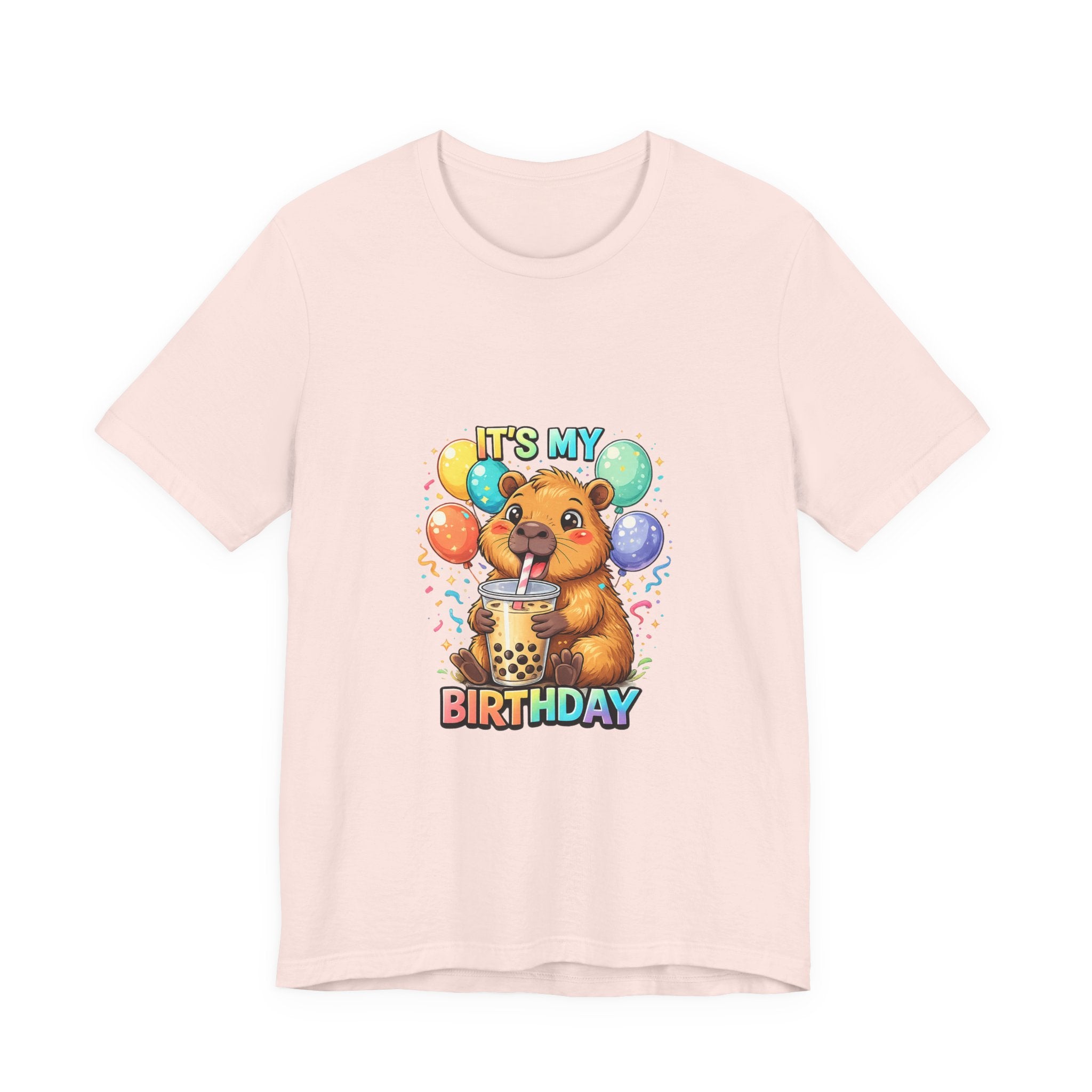 It's My Birthday Bear Boba Tee | Birthday Bear with Balloons T-Shirt