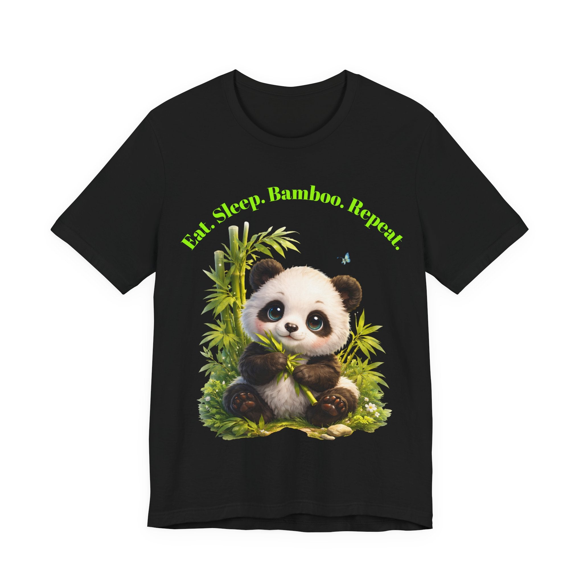 Cute Baby Panda Eating Bamboo tee | Panda Graphic T-Shirt, Animal Nature Tee