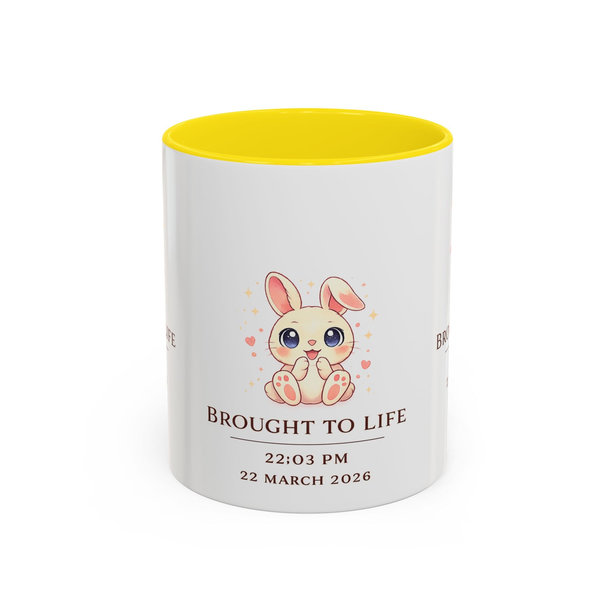 Pastel Bunny 'Brought to Life' Mug 11oz 15oz | Personalized Birth Details