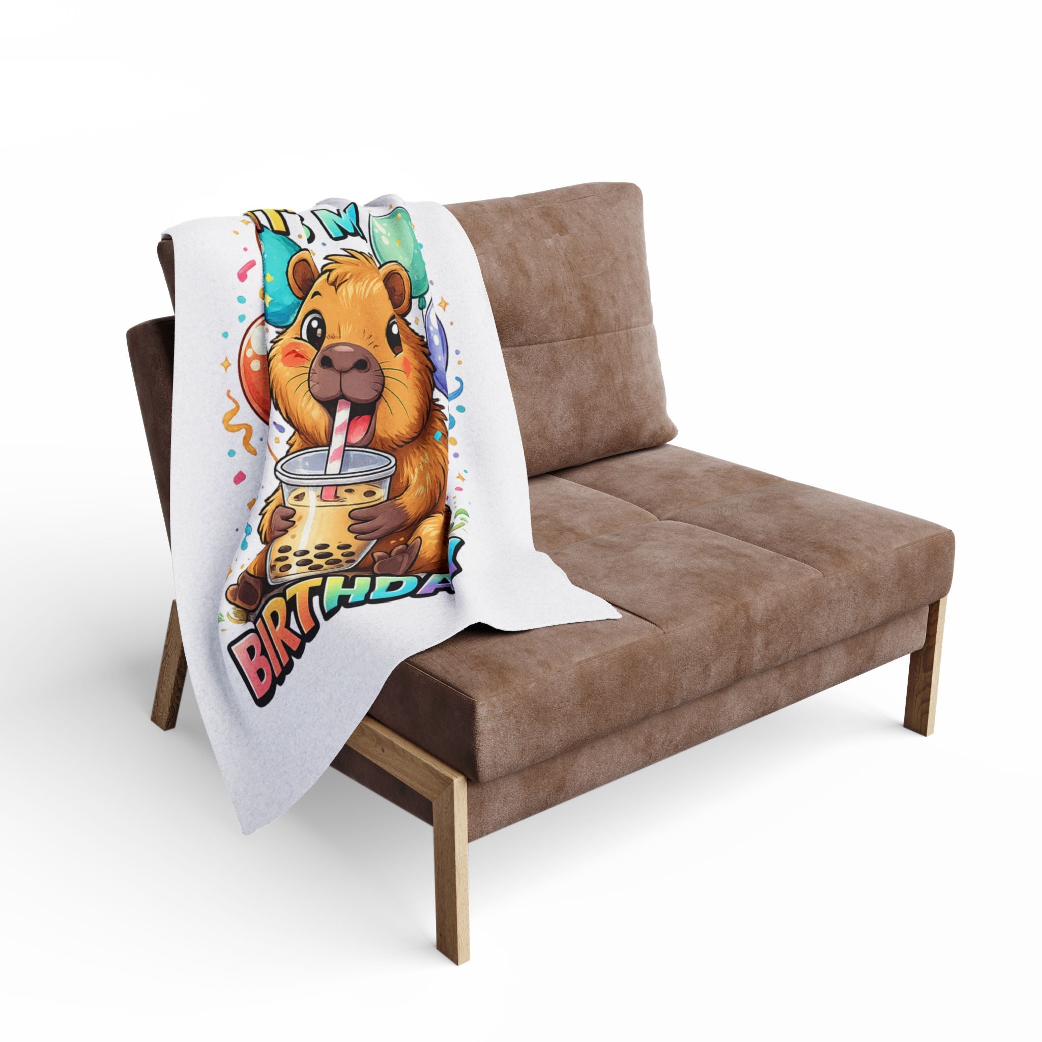It's My Birthday Hamster Bubble Tea Arctic Fleece Blanket | Cute Party Balloons