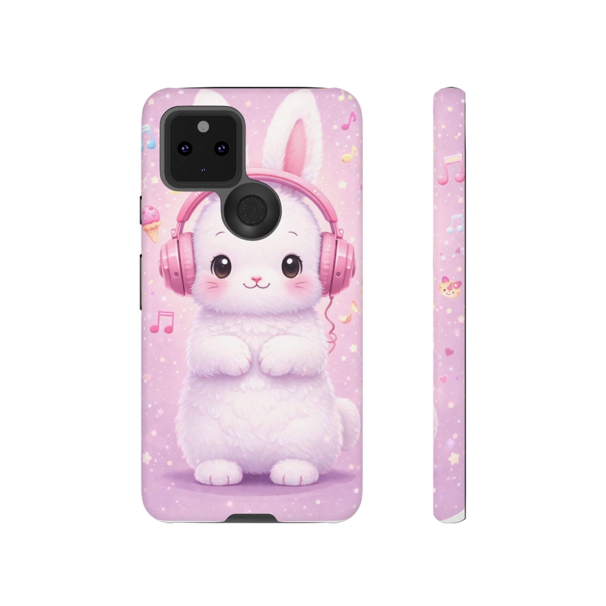Pastel Bunny with Pink Headphones Phone Case | Dual-Layer Protective Case
