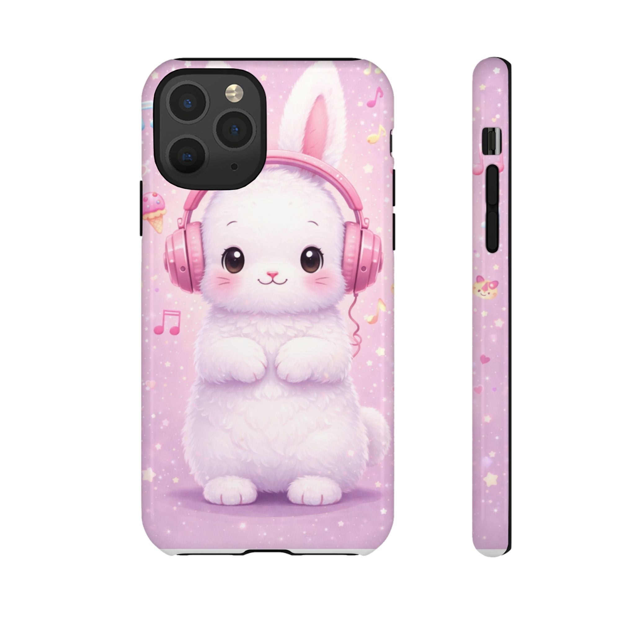 Pastel Bunny with Pink Headphones Phone Case | Dual-Layer Protective Case