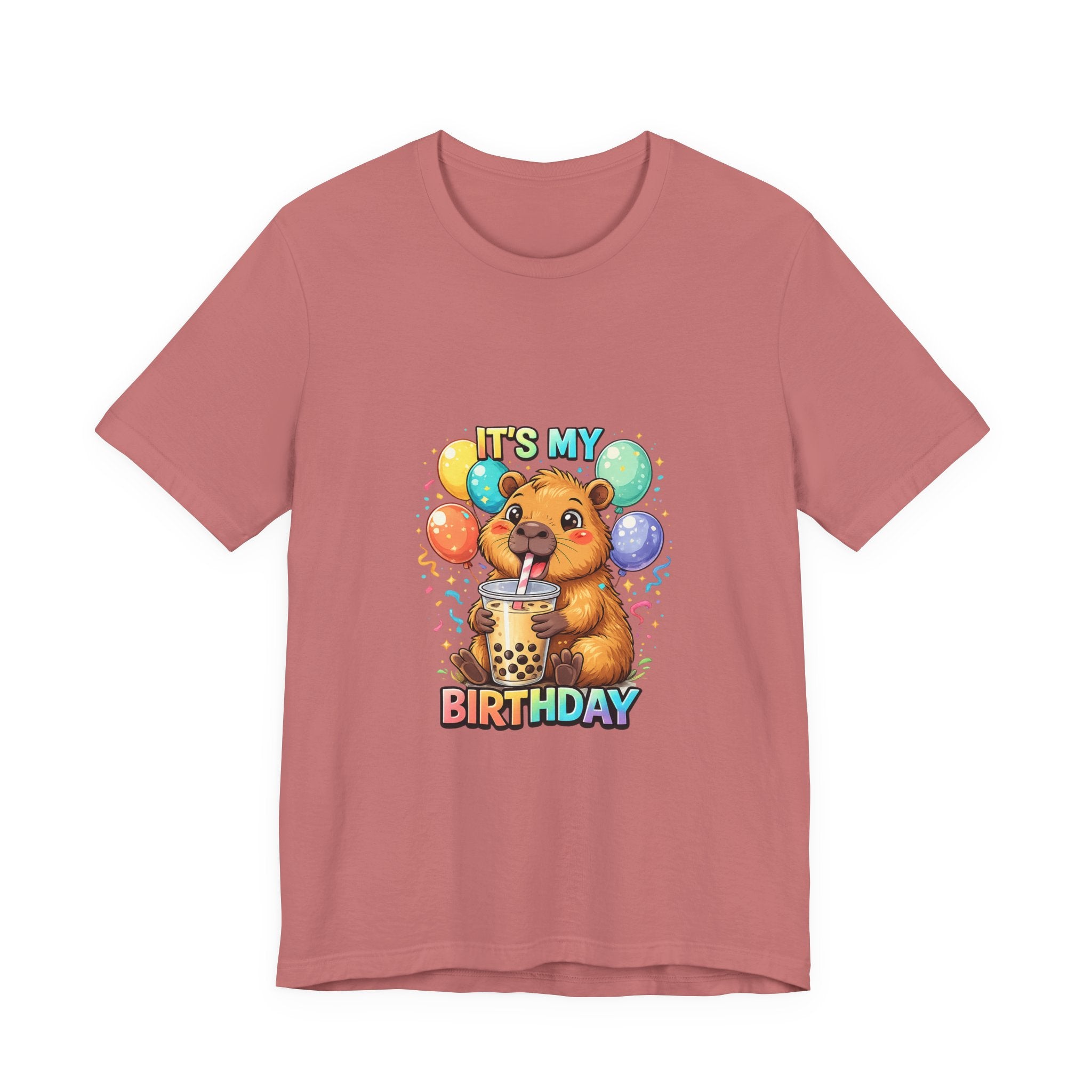 It's My Birthday Bear Boba Tee | Birthday Bear with Balloons T-Shirt