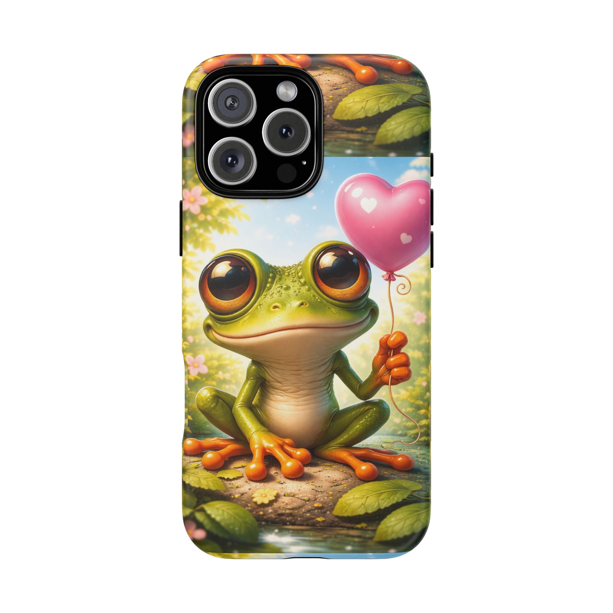 Frog Heart Balloon Phone Case — Glossy or Matte 3D Wrap Protective Case