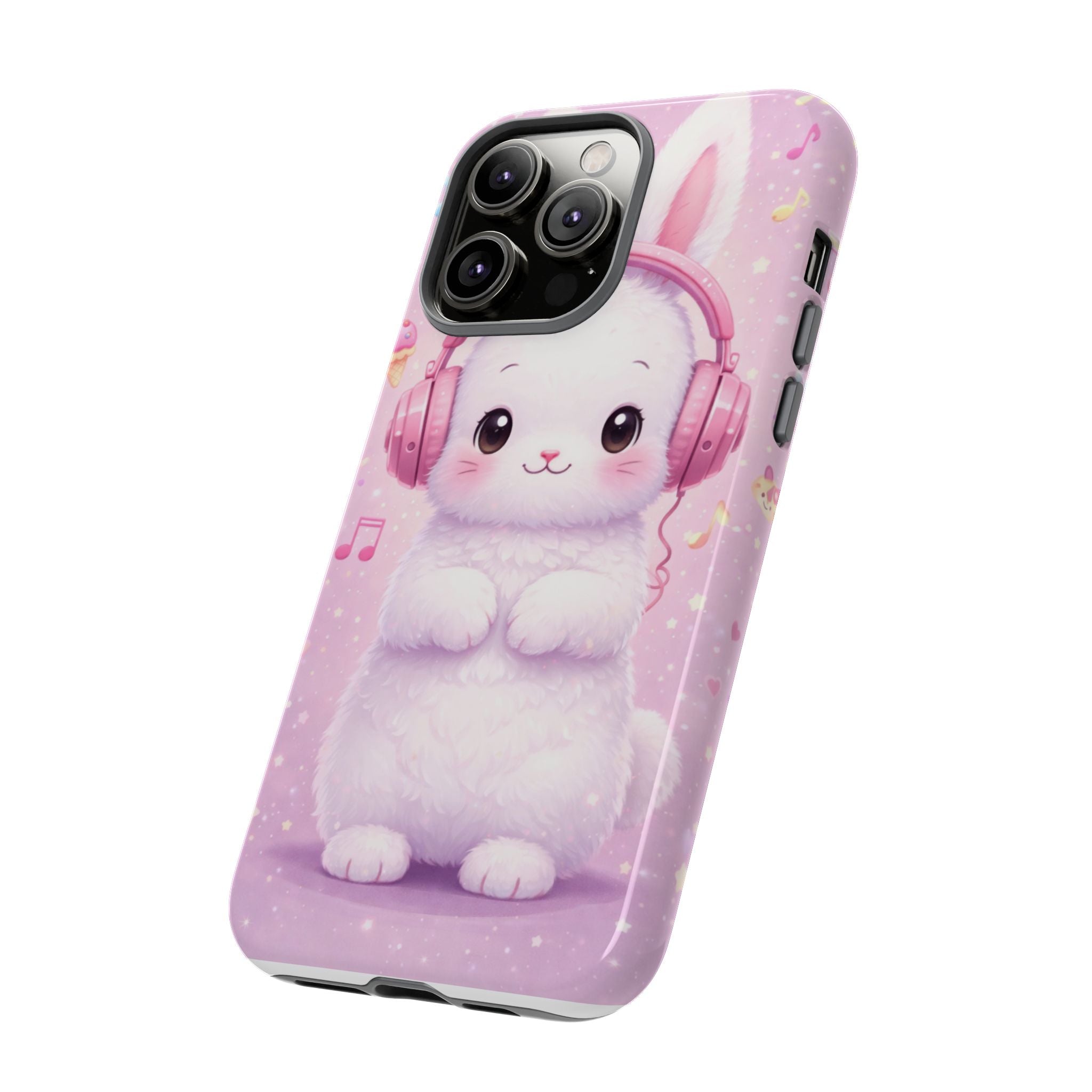 Pastel Bunny with Pink Headphones Phone Case | Dual-Layer Protective Case