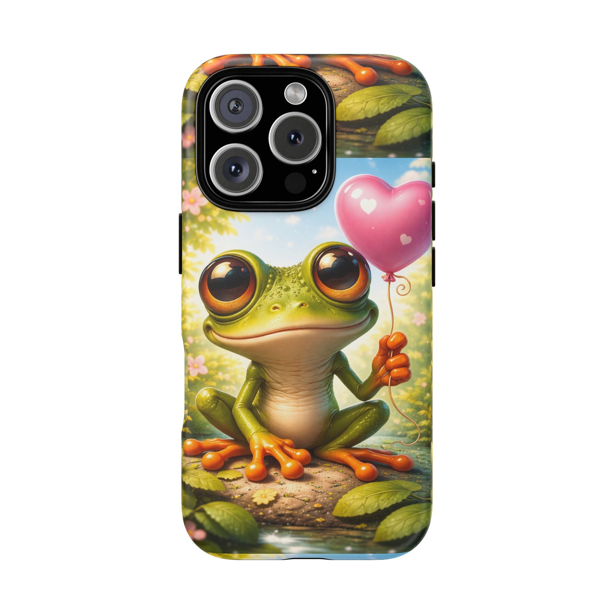 Frog Heart Balloon Phone Case — Glossy or Matte 3D Wrap Protective Case