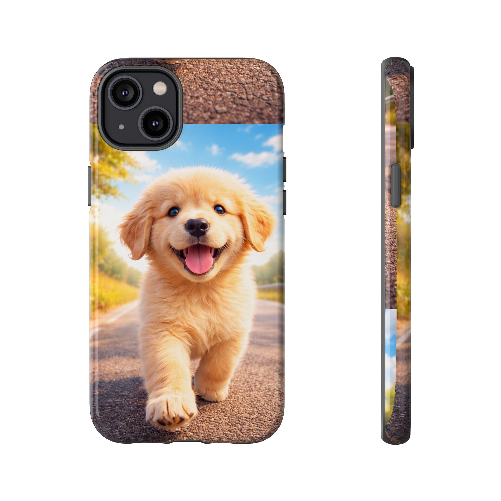 Golden Puppy Sunlit Phone Case — Full‑Wrap UV‑Protected Tough Case