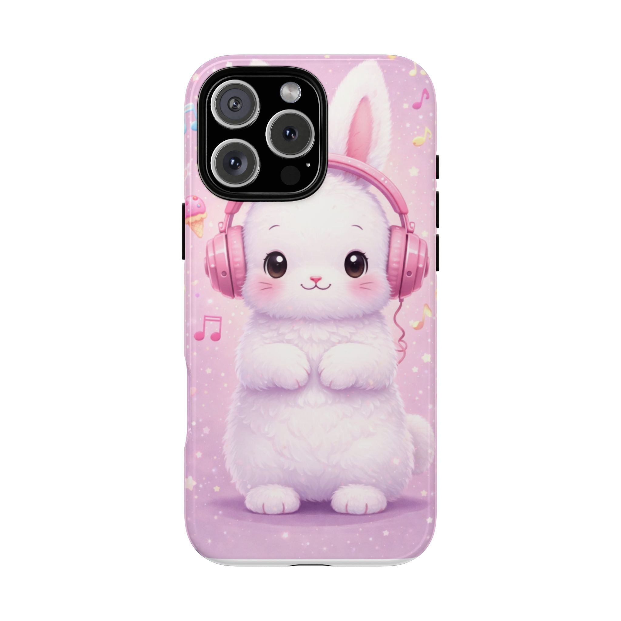 Pastel Bunny with Pink Headphones Phone Case | Dual-Layer Protective Case